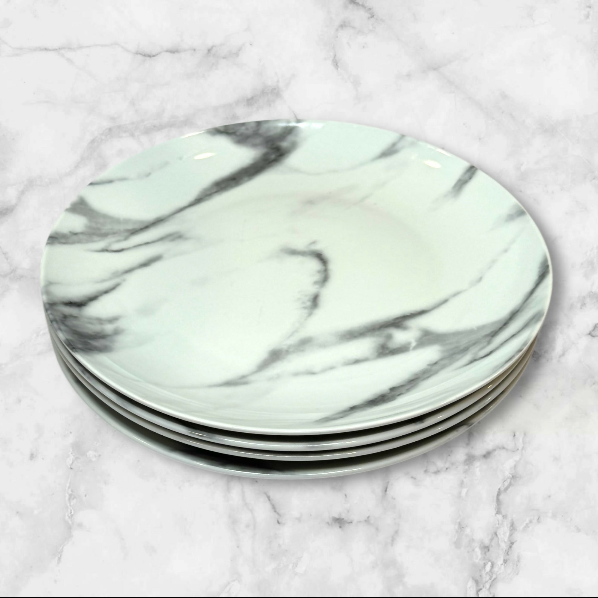 H2K Marble Dinner Plates Set of 10 5/8” Porcelain Kitchen
