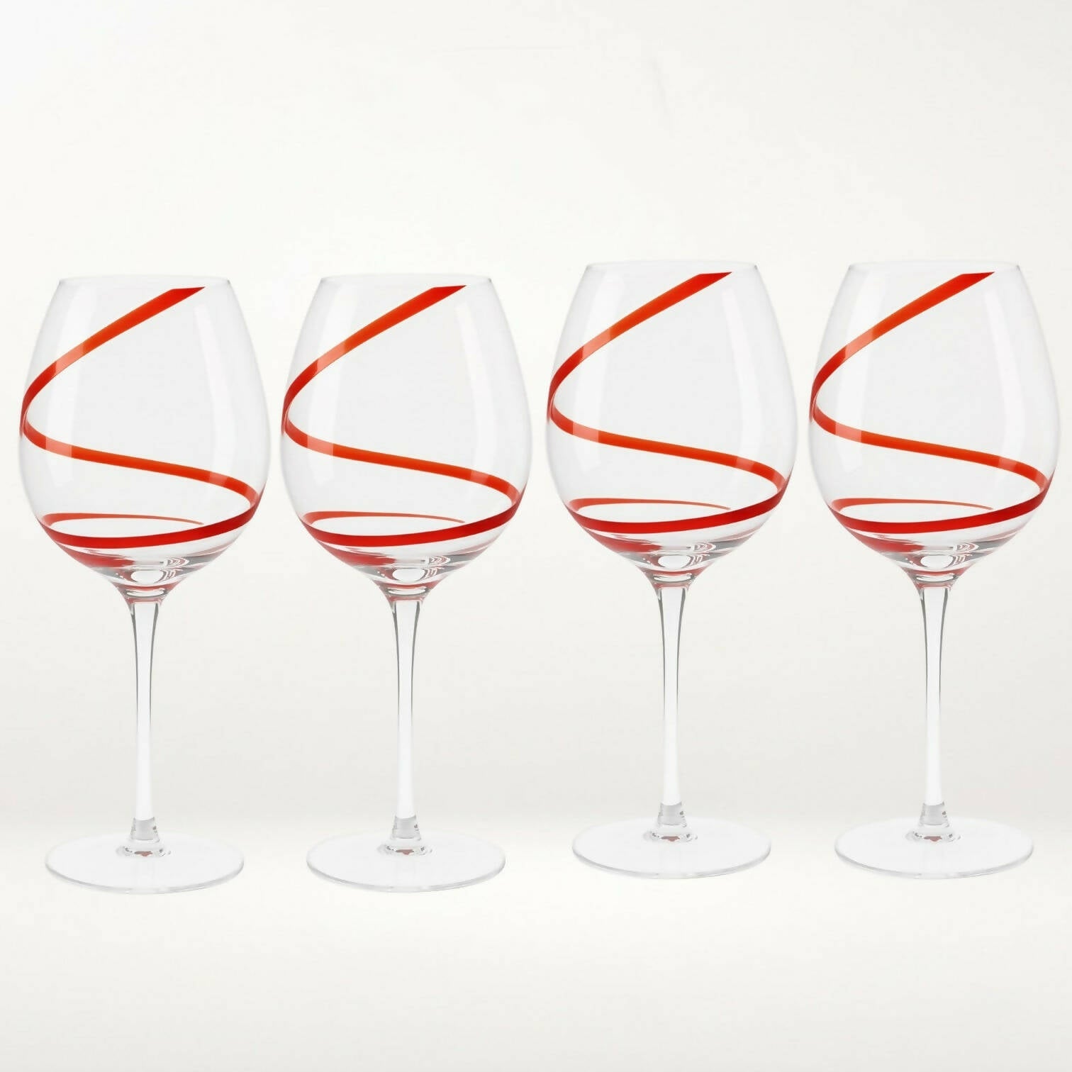 Pier 1 Swirline Red Balloon Wine Glasses | Set of 4