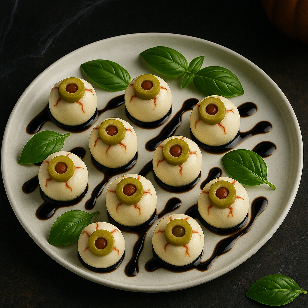 🎃 Creepy Caprese Eyeballs: The Perfect Halloween Appetizer