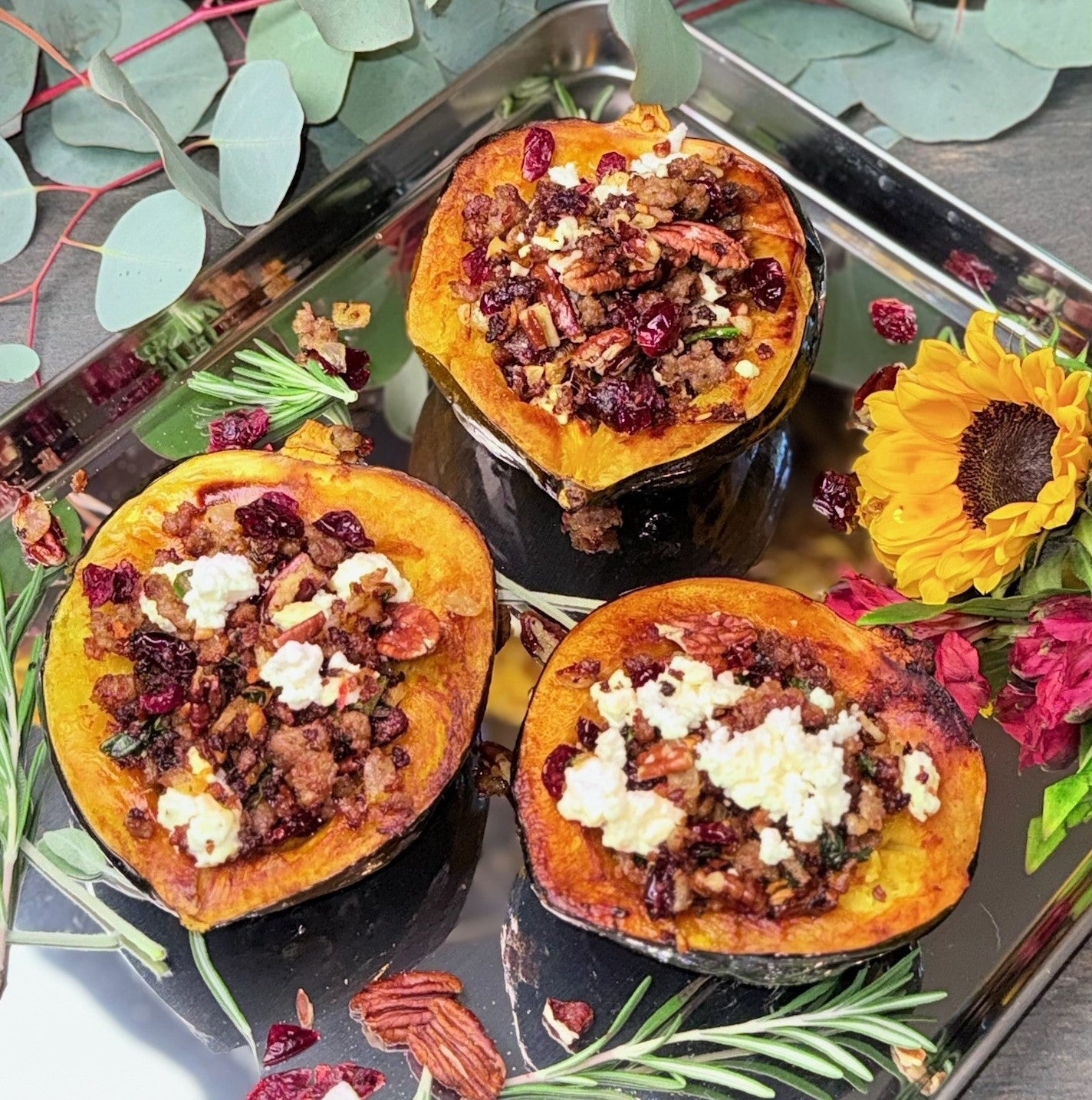 Sage Sausage & Feta Stuffed Acorn Squash