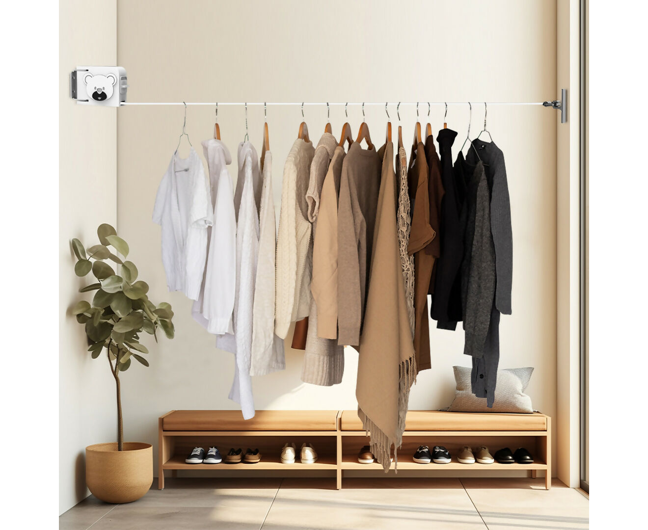 Finish Line Rack SOGA 160mm Wall-Mounted Clothes Line Dry Rack White – Kitchen Switchen