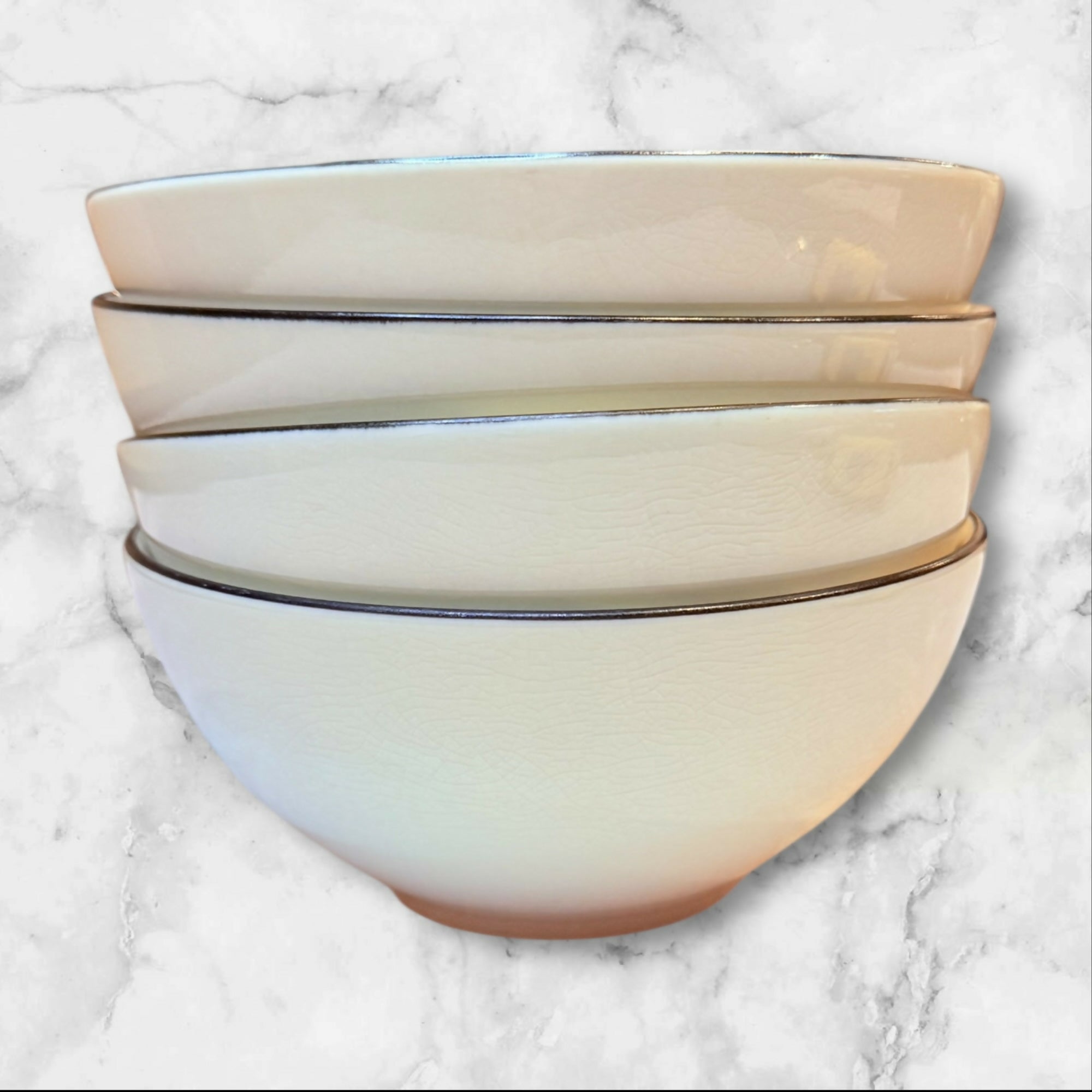 Crate & Barrel Kita Coupe Cereal Bowls Ivory | Set of 4 | Excellent