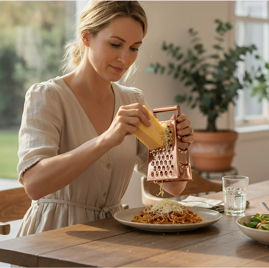 Anygleam Rose Gold Stainless Steel Food Slicer – Multi-Function Kitchen Tool for Fruits, Vegetables & More