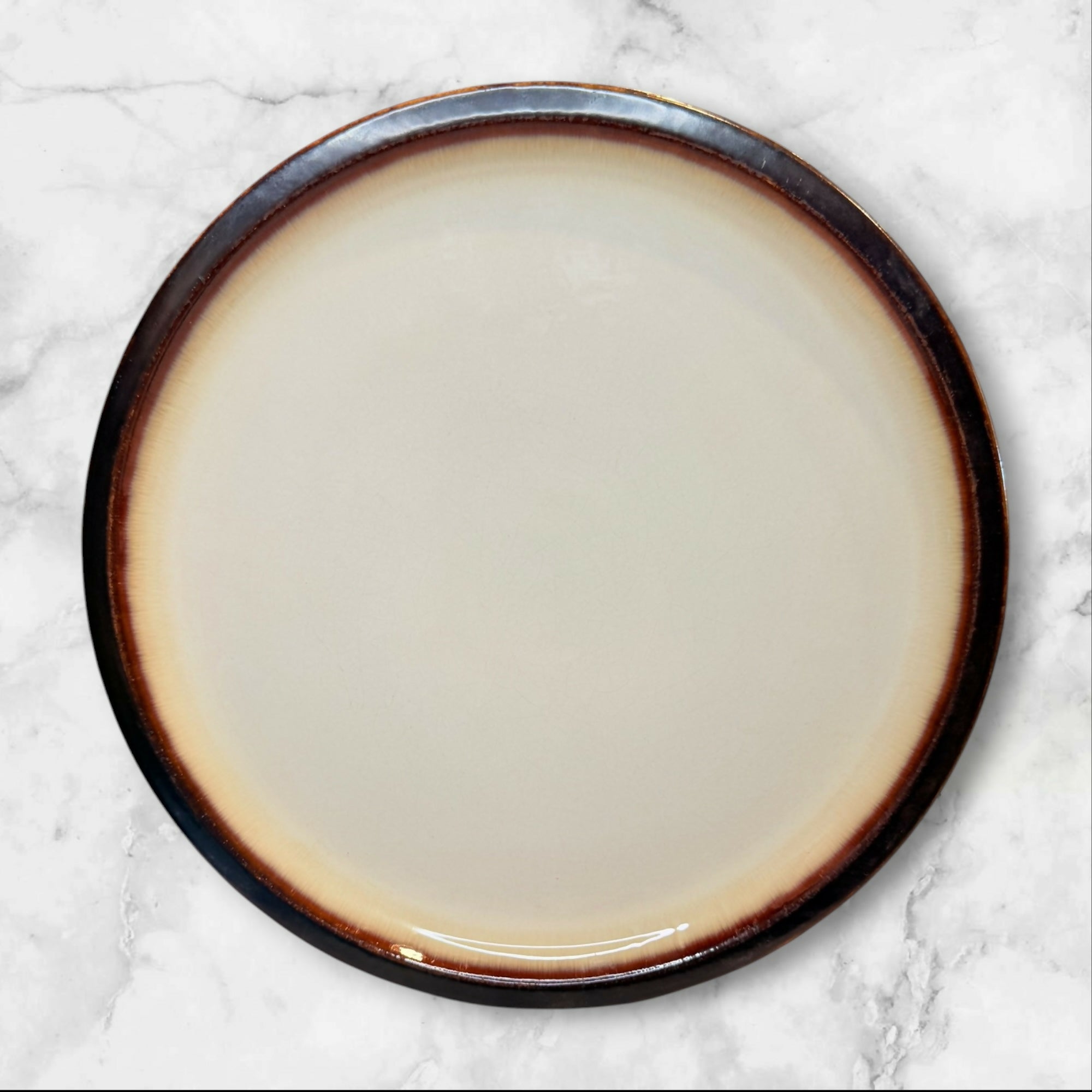 Home Thira Stoneware Dinner Plates Set of 4 | Cream Brown | Good Condition