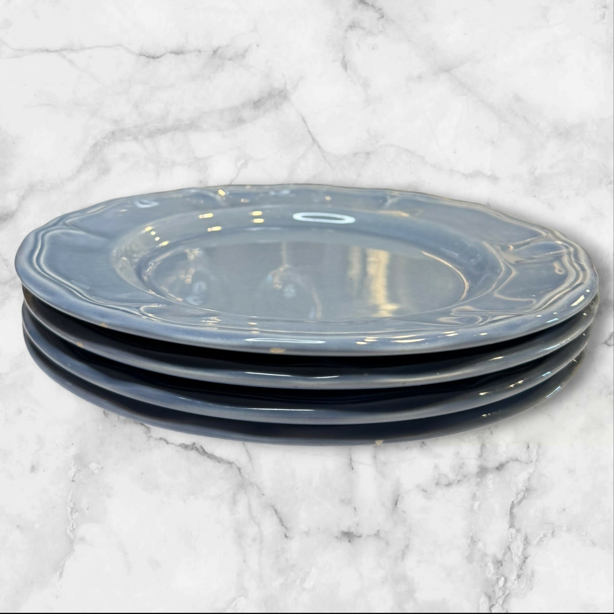 Vintage Varages France Dinner Plates | Set of 4 | Blue | Good Condition