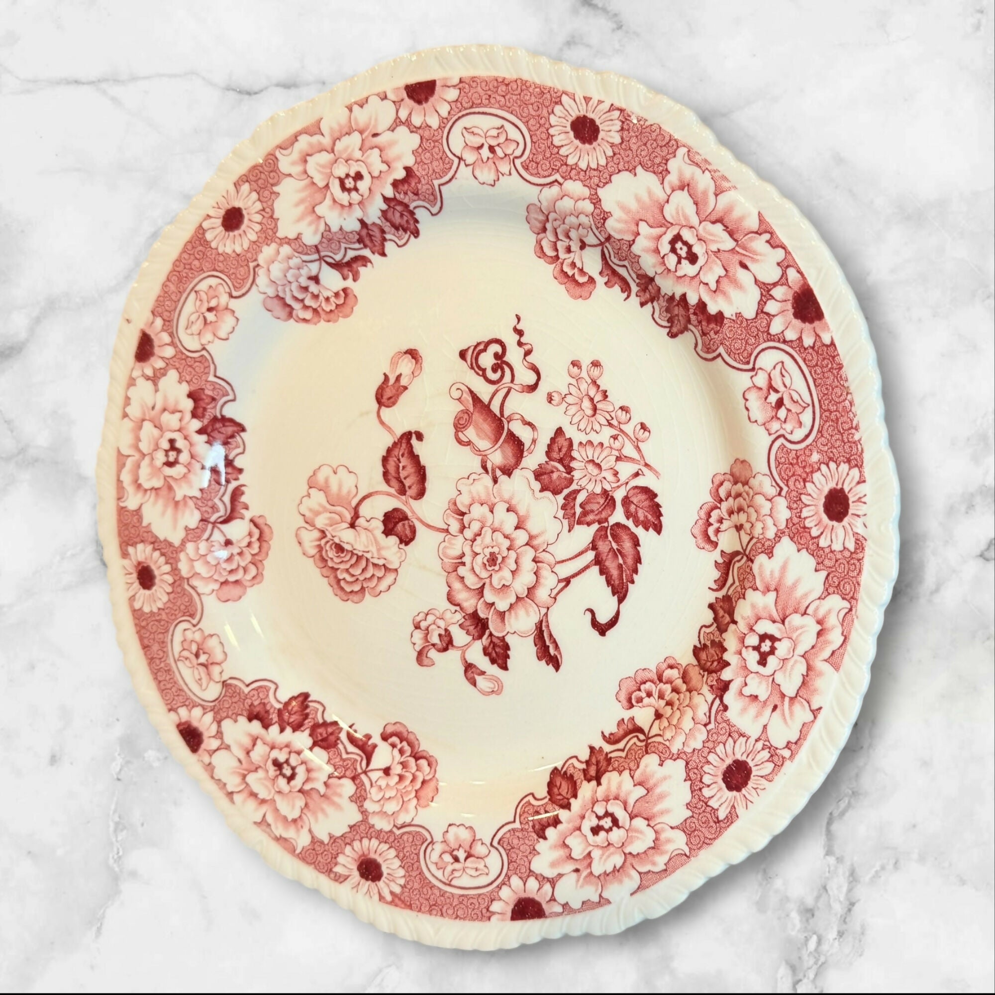 Wood & Sons Cambridge Pink Transferware Dinnerware Set of 7 | Good Condition