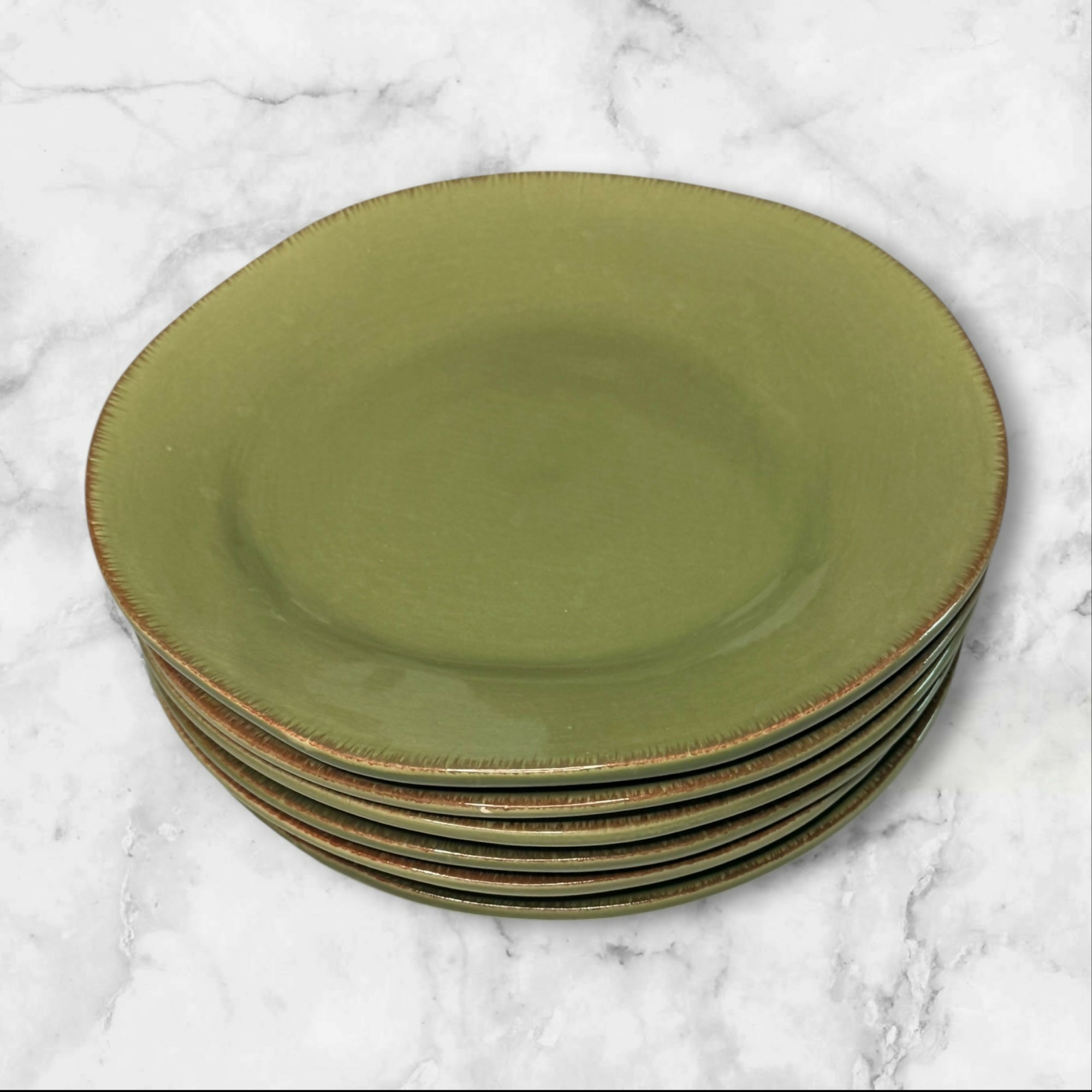 Pier 1 Elemental Moss Green Salad Plates | Set of 6 | Earthenware | Excellent Condition