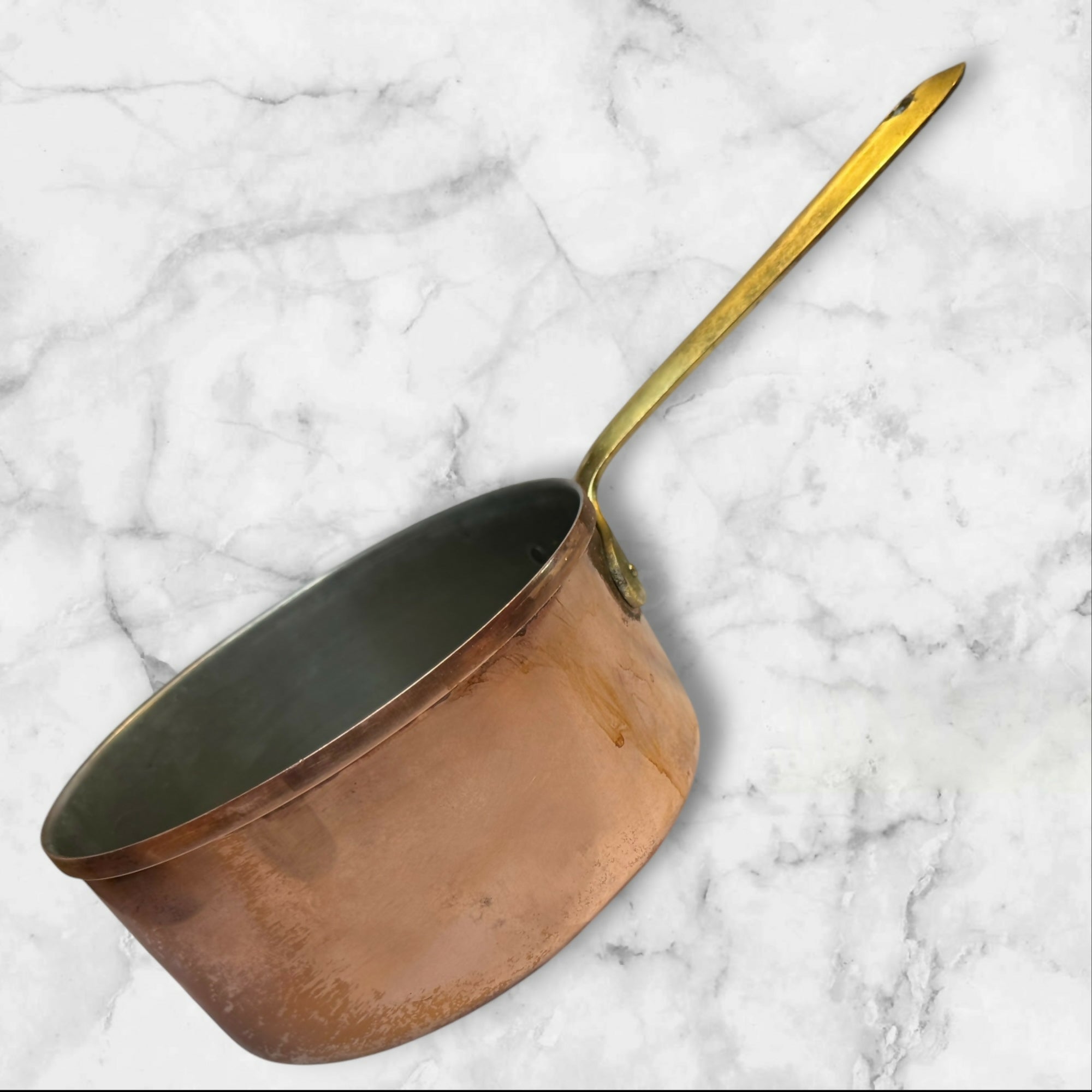 Made in Portugal Copper Saucepans | Set of 2 | Brass Handles | Good Condition