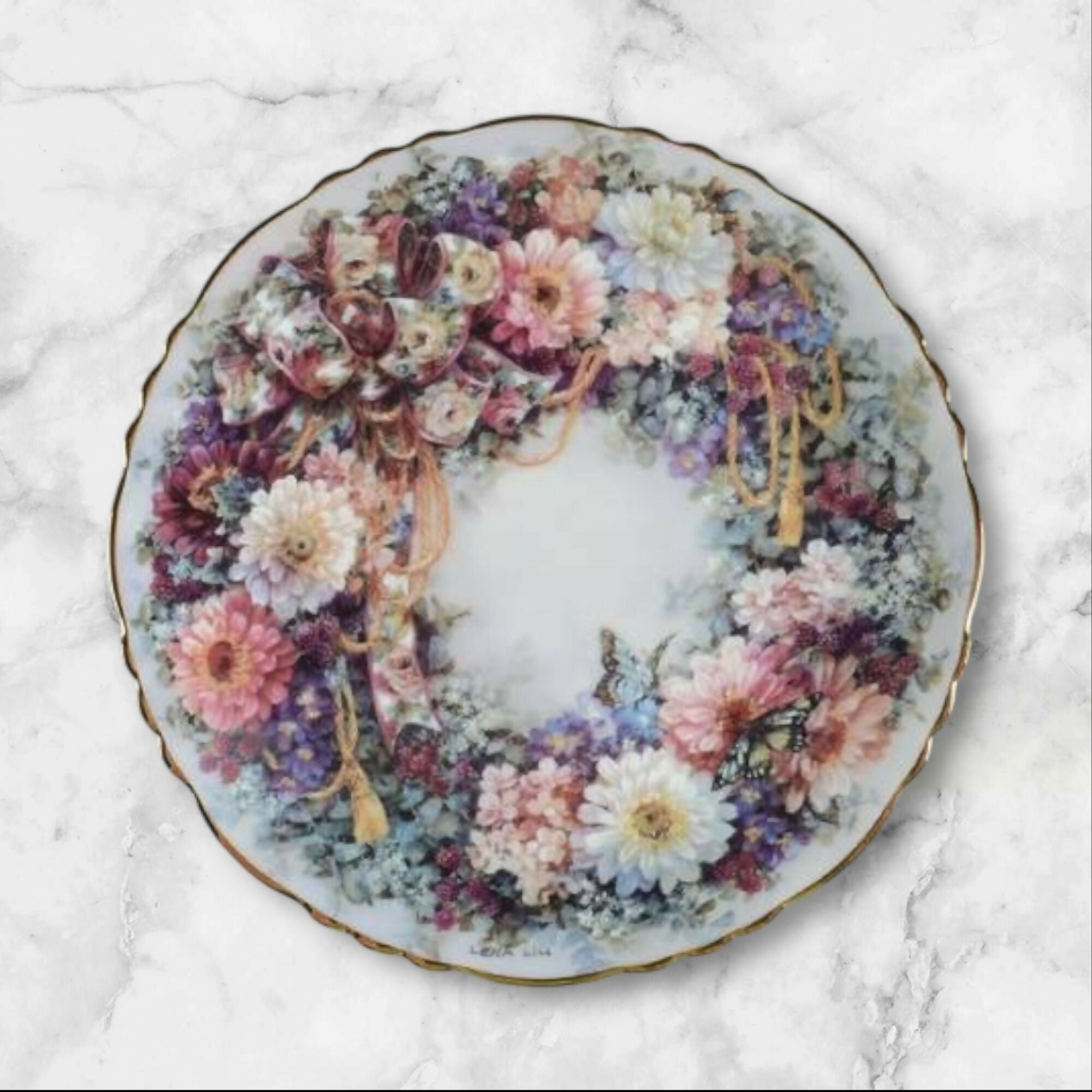 Lena Liu Floral Greetings Collector Plates Set of 5 | Excellent Condition | 1994–95