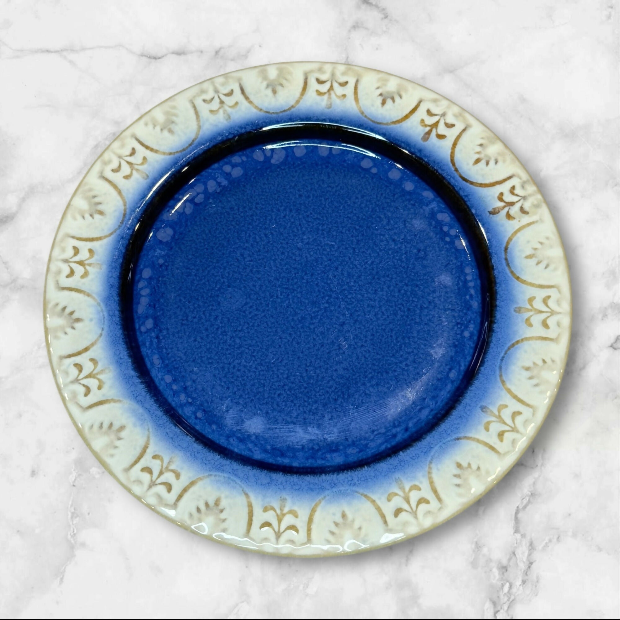 American Atelier Blue Stoneware Salad Plates | Set of 7 | Good Condition