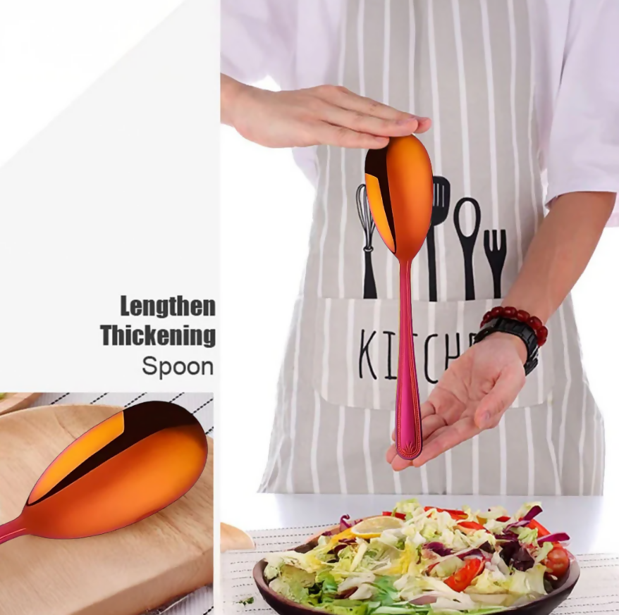 Anygleam Red Giant Spoon & Fork Set – 2-Piece Stainless Steel