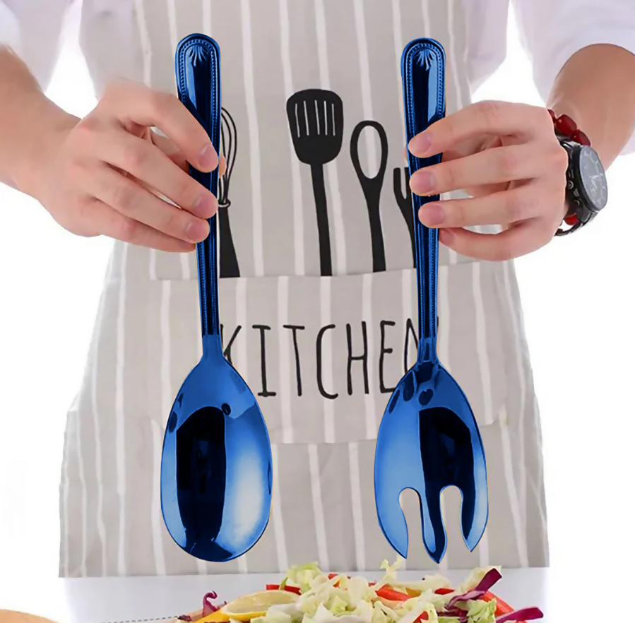 Anygleam Blue Giant Spoon & Fork Set – 2-Piece Stainless Steel