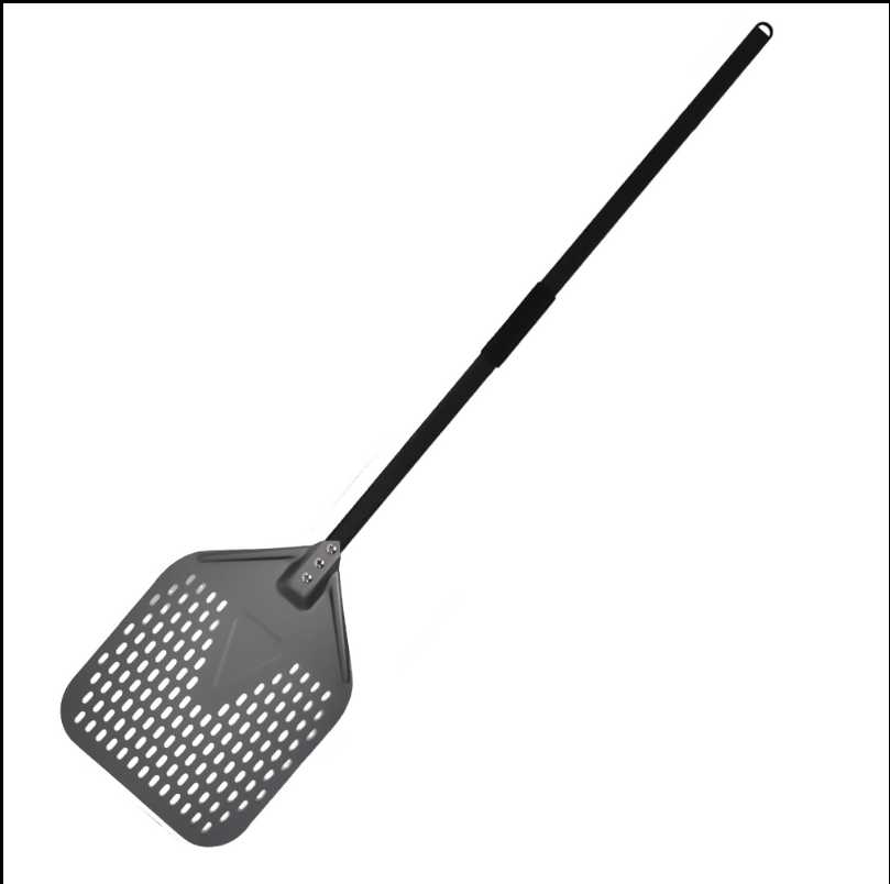 Anygleam Pizza Shovel 25cm X 121cm Dark Grey for Perforated Peel with Metal Handle Oven Turning Baking Accessory