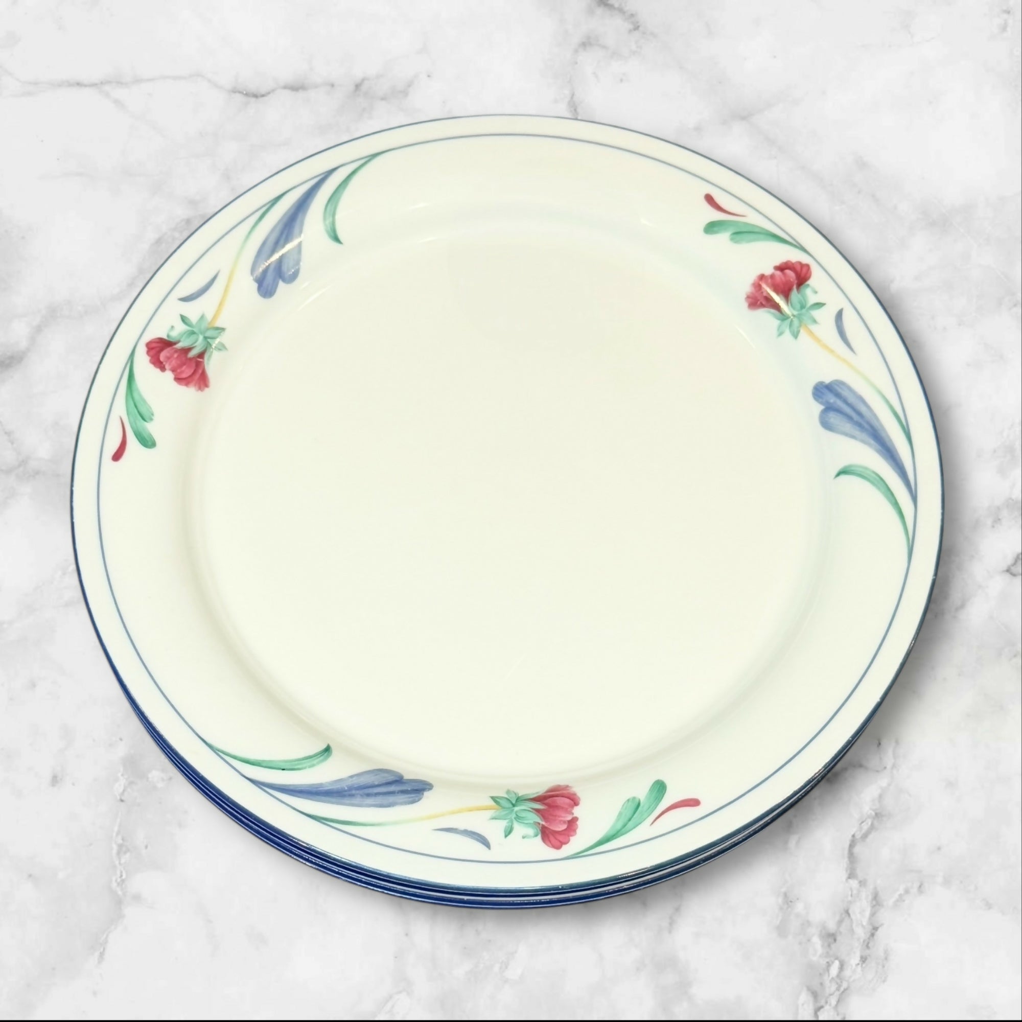 Lenox Poppies on Blue Dinner Plates | Discontinued | Set of 4 | Excellent Condition