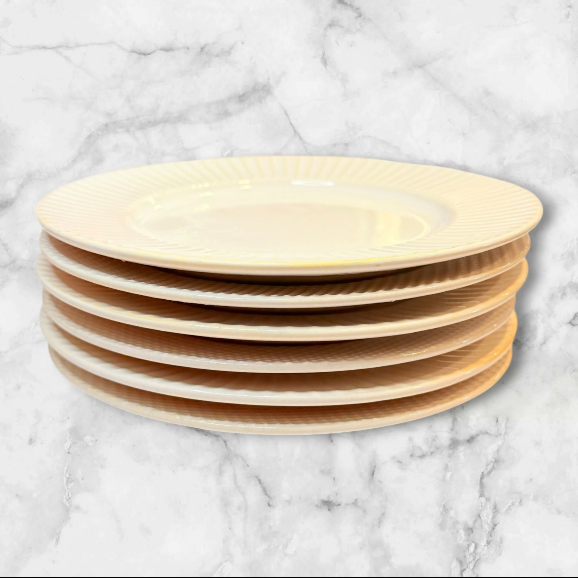 West Elm Textured White Salad Plates Set of 6 | Great Condition | Mixed Rim