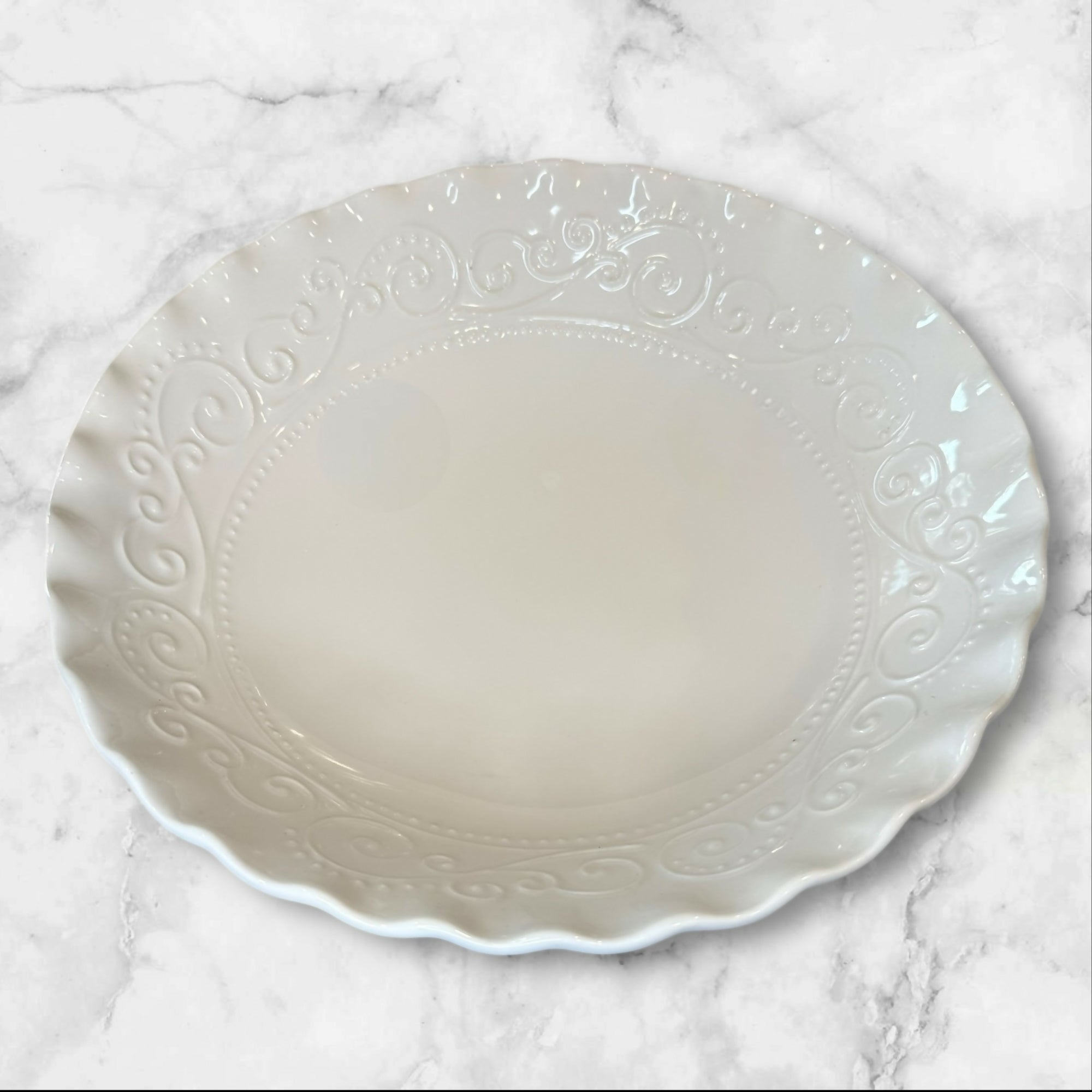 Maioliche Jessica MLJ23 White Serving Bowl Italy | 12 Inch | Discontinued