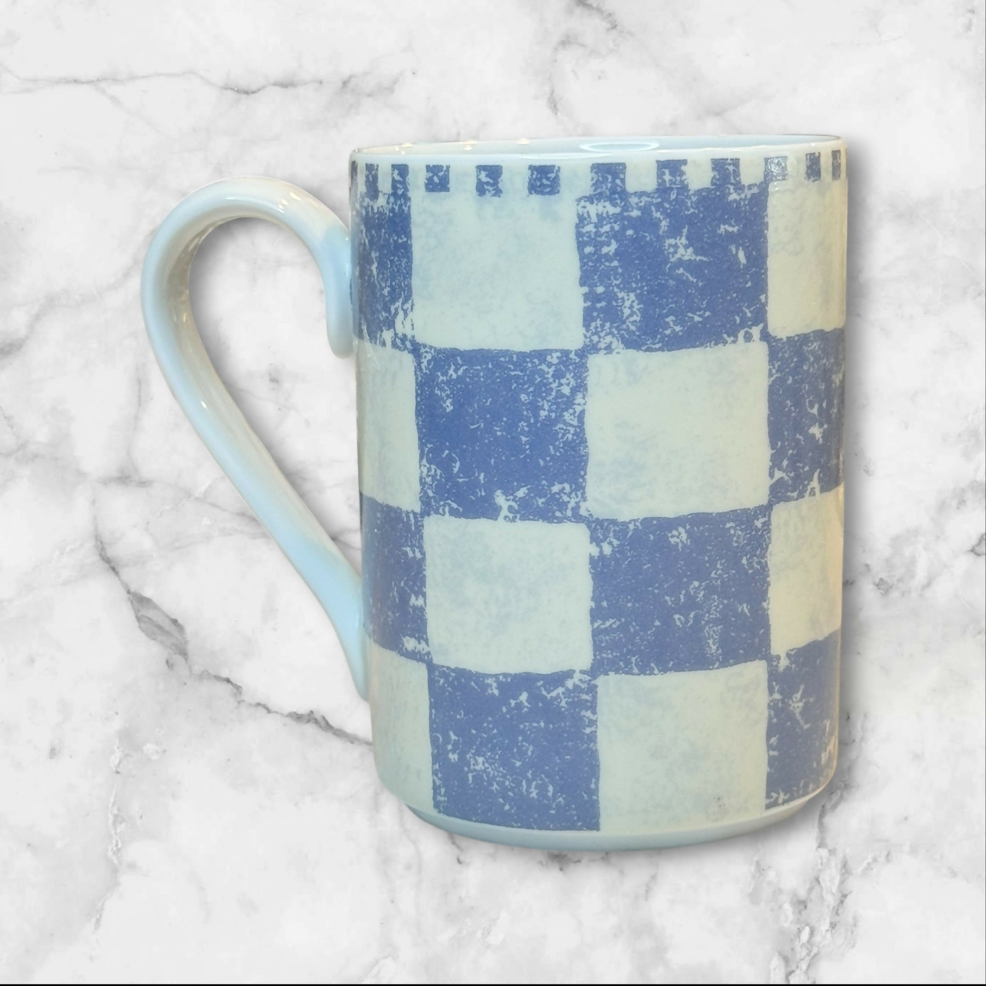 Dansk Chekar Blue Checkerboard Mugs Set of 3 | Excellent Condition