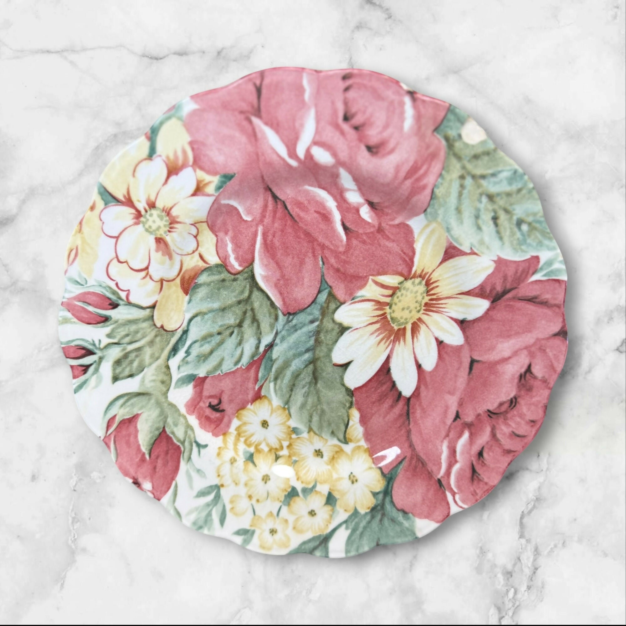 NIKKO English Garden Salad Plates | Set of 6 | Vintage Floral Stoneware