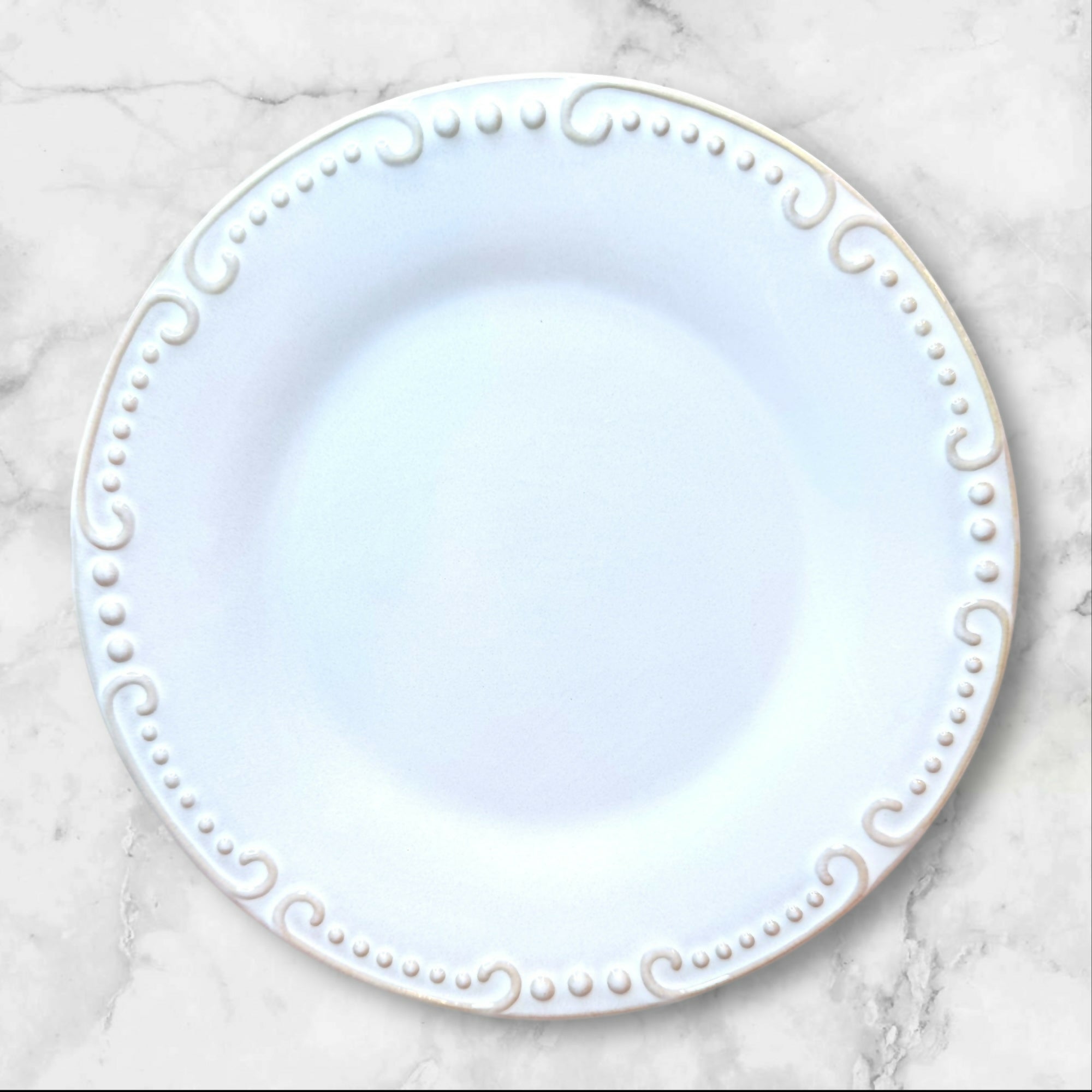 Pier 1 Natalia Salad Plates | Set of 4 | White Embossed Dinnerware | Excellent