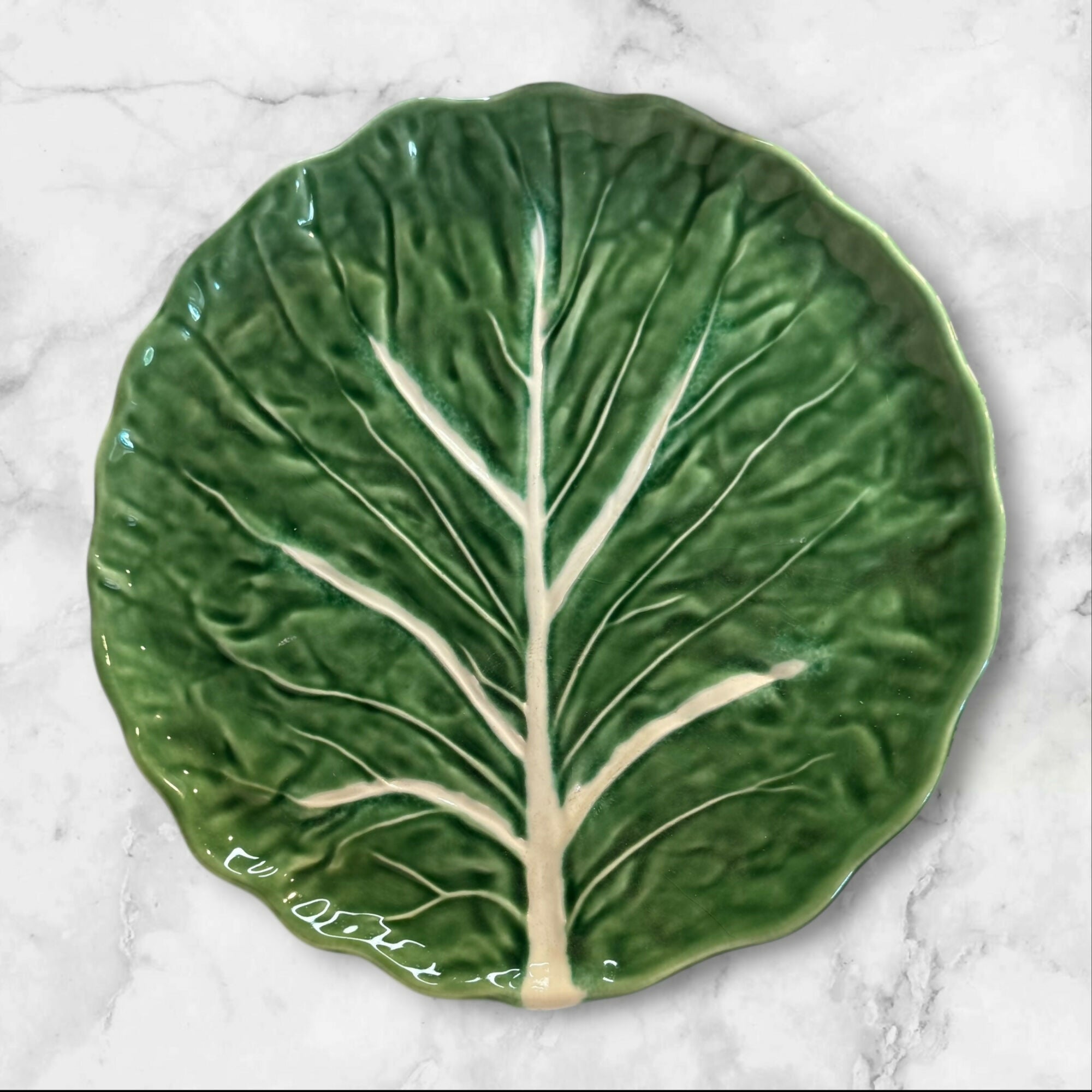 Olfaire Cabbage Leaf Green Dinner Plates Portugal | Set of 2 | Excellent