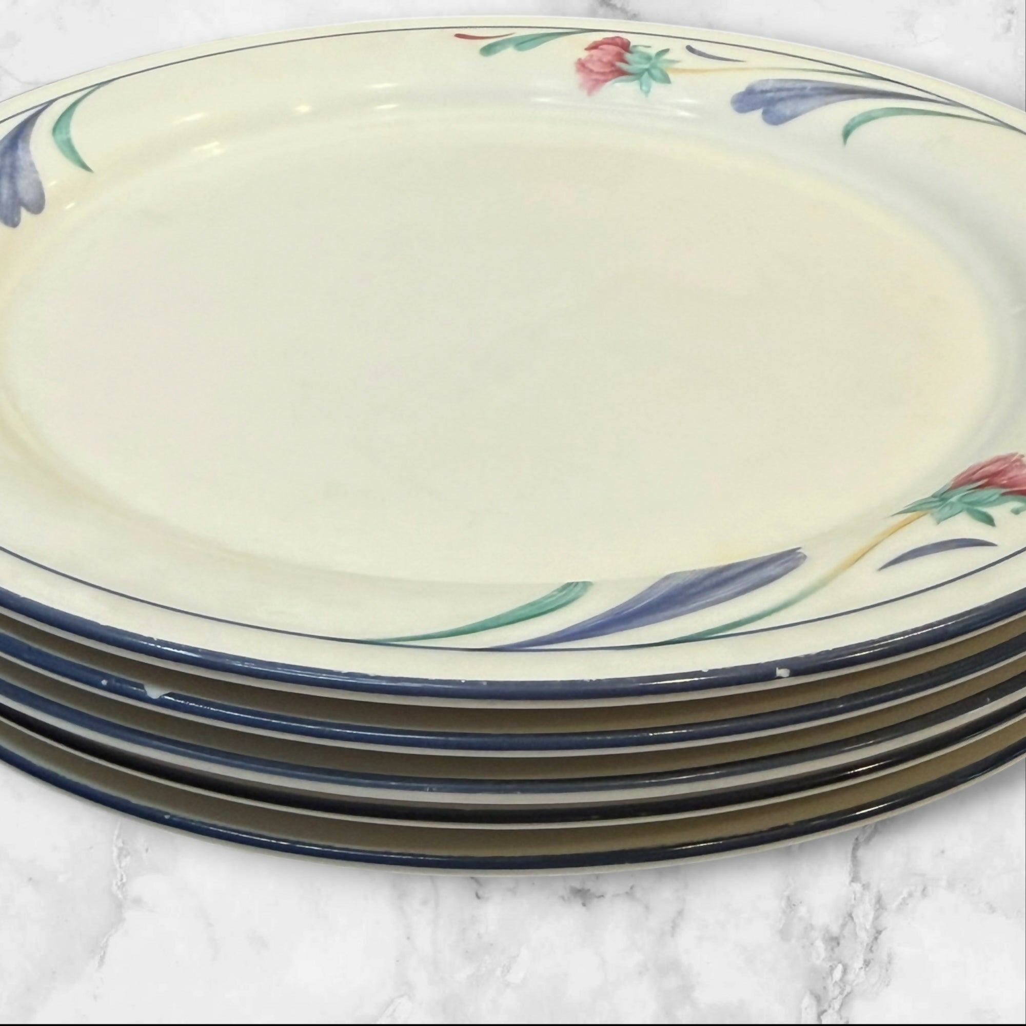 Lenox Poppies on Blue Dinner Plates | Set of 5 | Great Condition