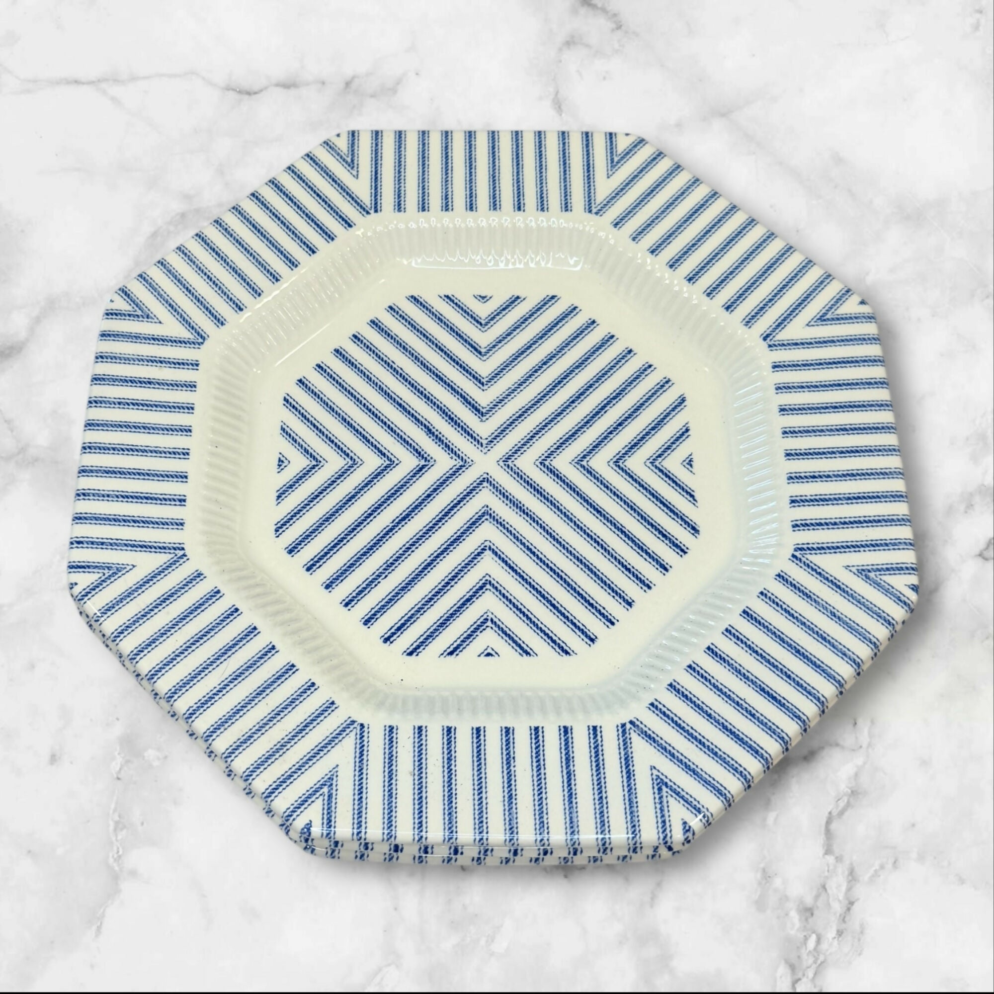 Independence Pillow Talk Blue Geometric Dinner Plates | Set of 3 | Great Condition
