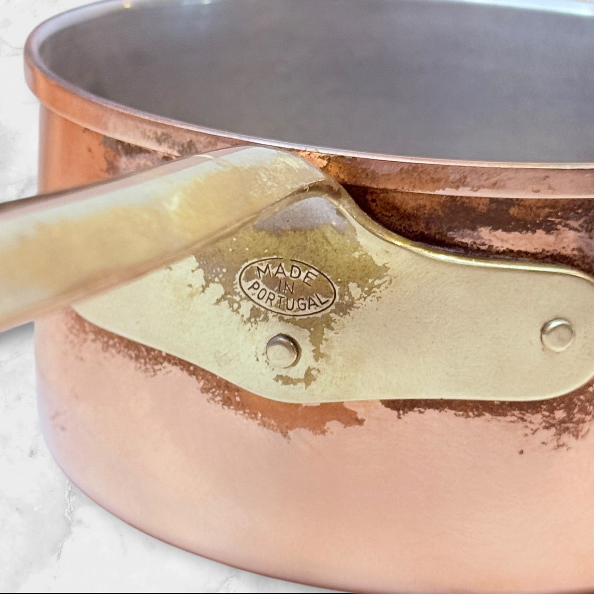 Made in Portugal Copper Saucepans | Set of 2 | Brass Handles | Good Condition