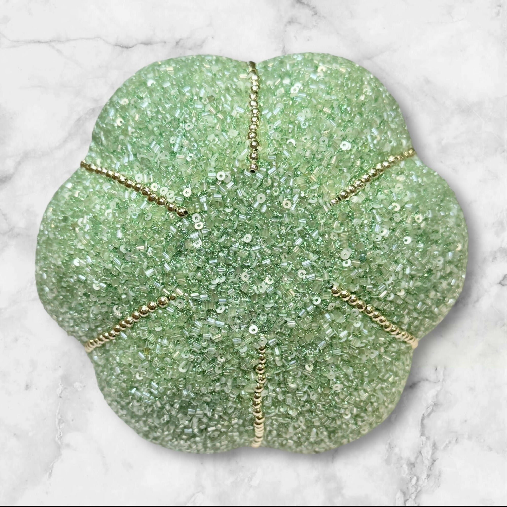 Bella Lux Velvet Pumpkins w/ Teal Crackle Glass Pumpkin | Set of 3 | New