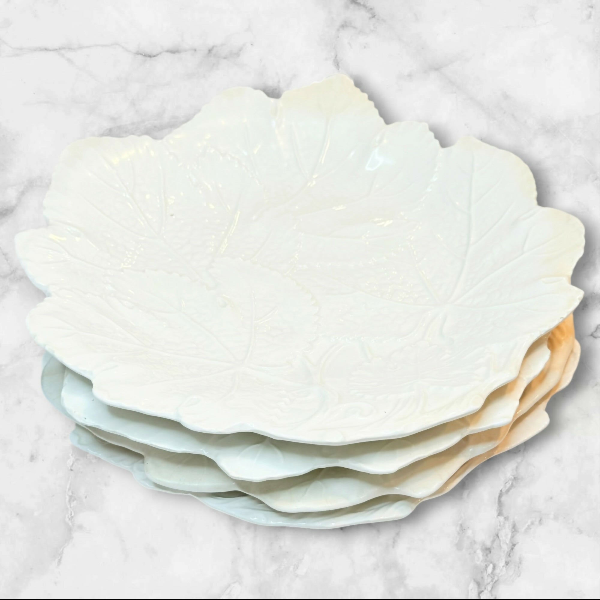 Italian Leaf Embossed Salad Plates | Set of 4 | Made in Italy | Great Condition