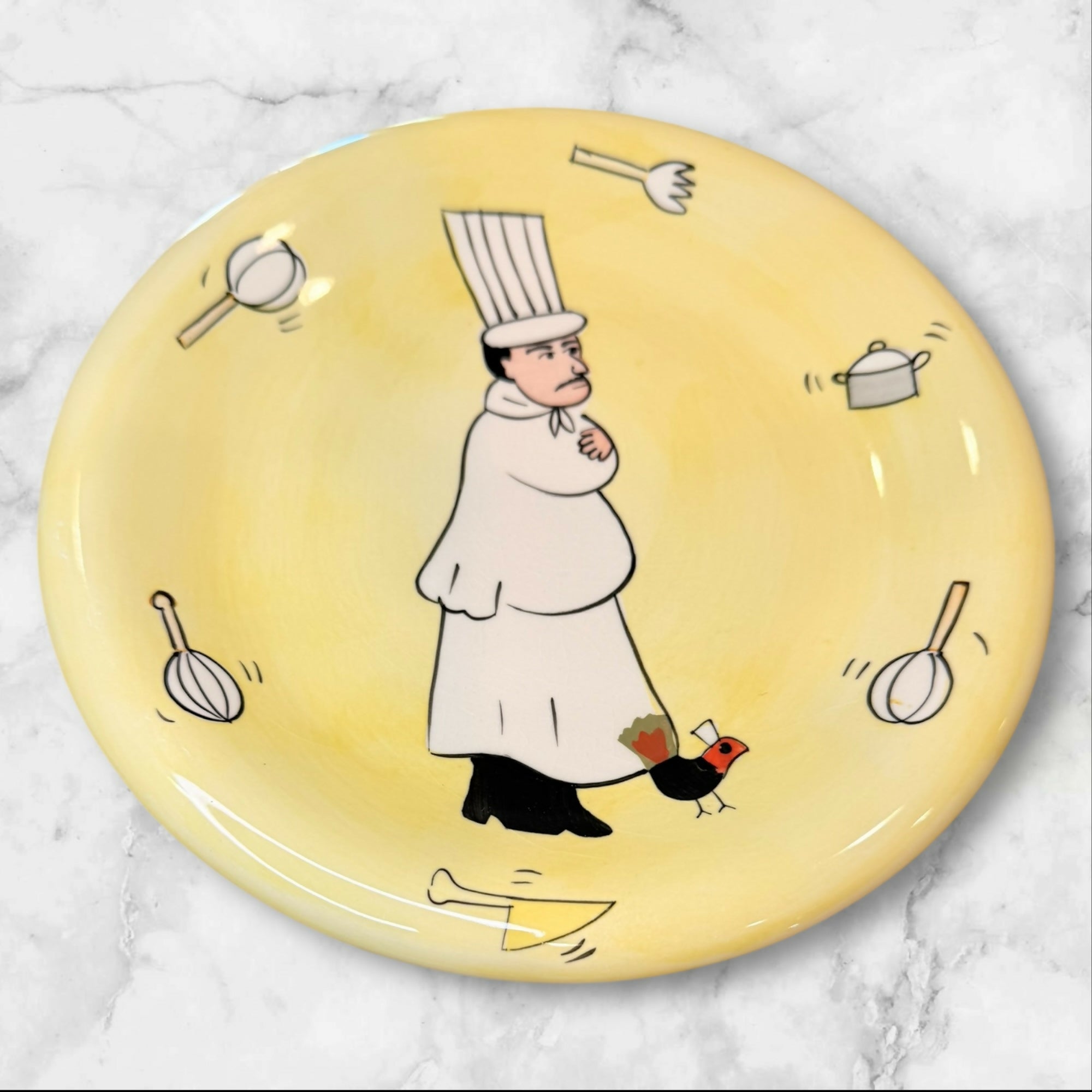 Sur La Table Chef Yellow Salad Plates | Set of 4 | Good Condition