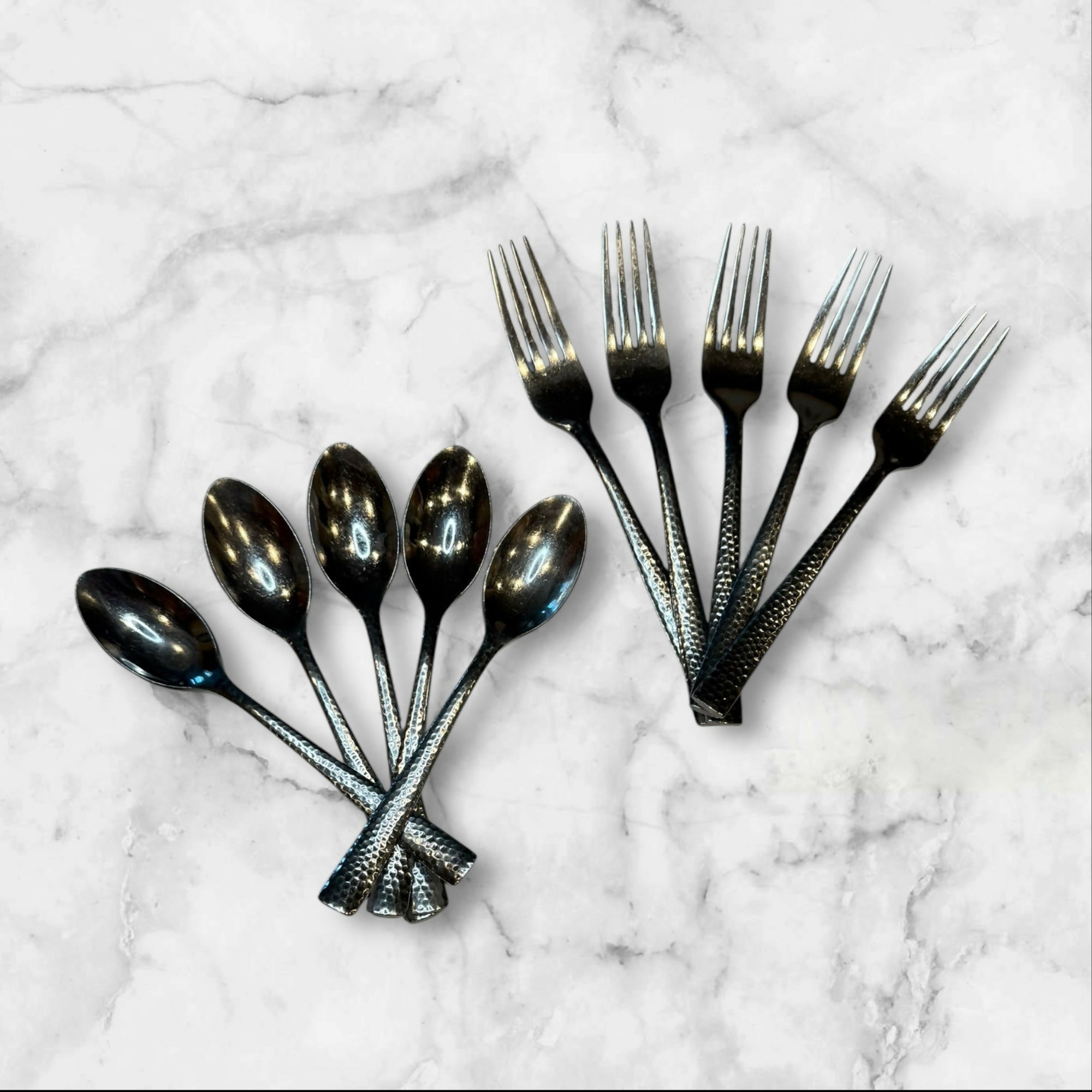 Varick Malcolm Hammered Stainless Flatware Set of 10 | Used