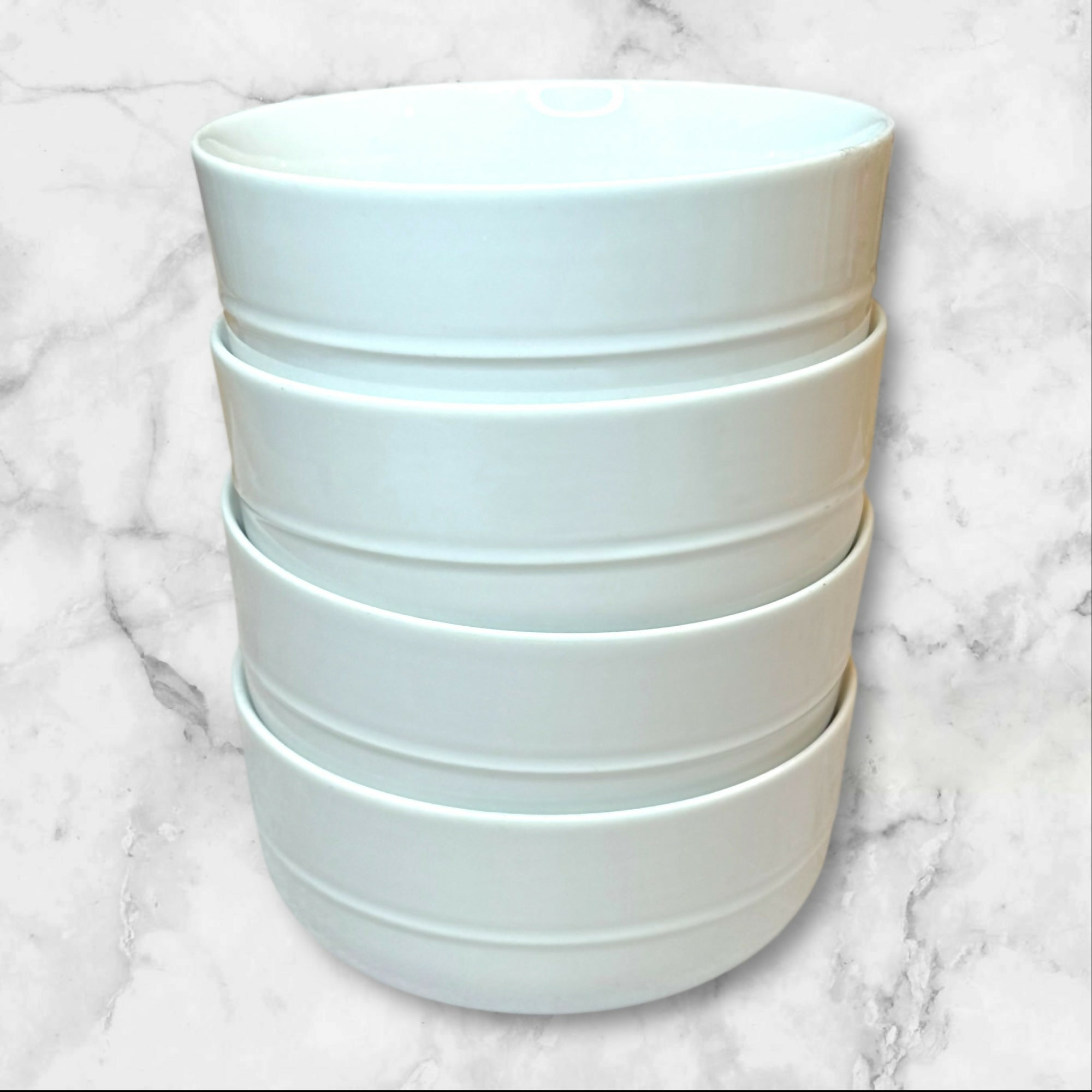 Crate & Barrel Hue White Bowls by Aaron Probyn | Set of 4 | Good Condition