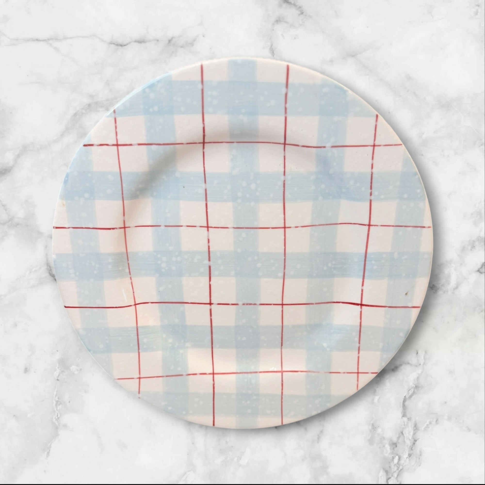 HOME Plaid Salad Plates Set of 4 | Blue Red Check | Excellent Condition