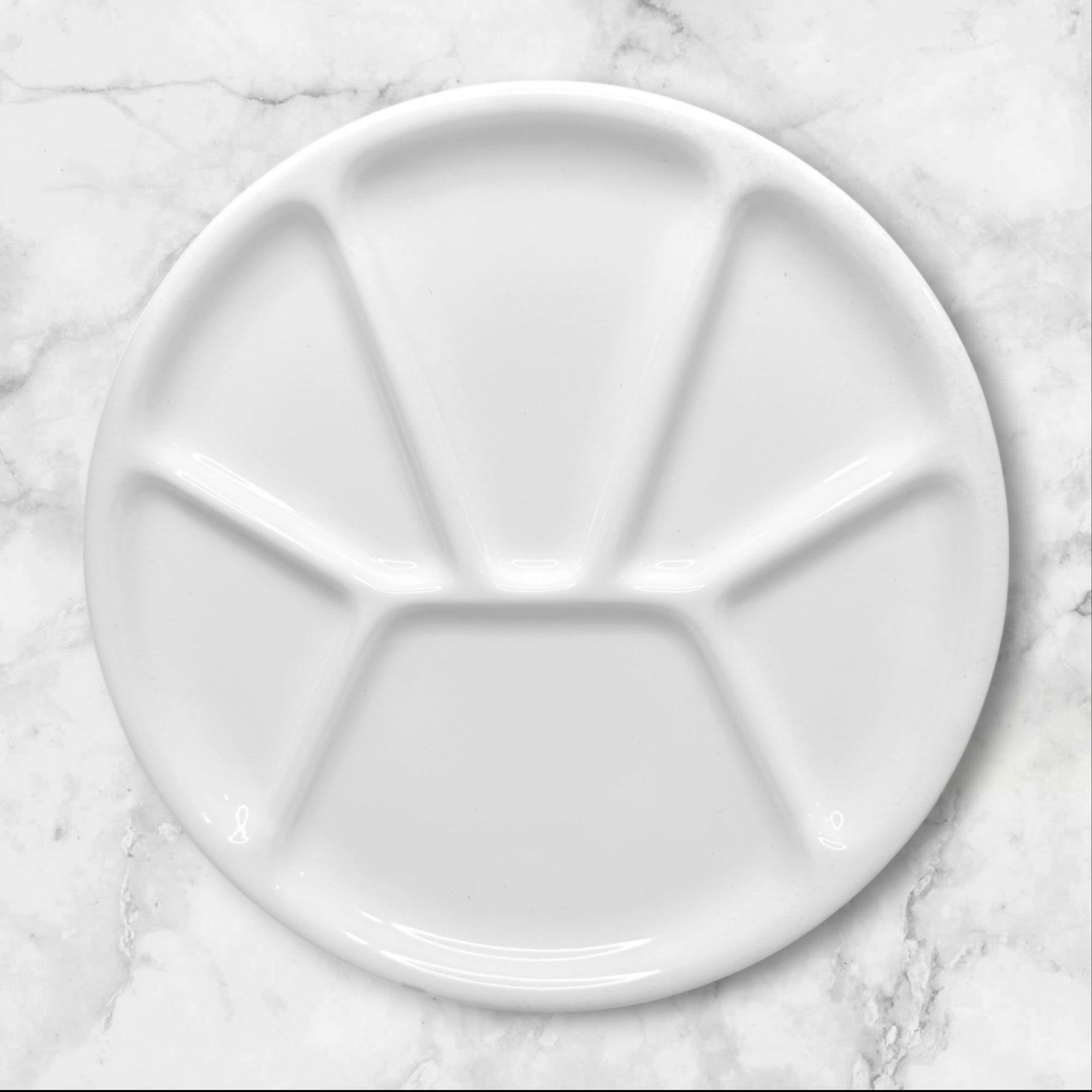 Varages France White Divided Fondue Plates Set of 4 Vintage Excellent Condition