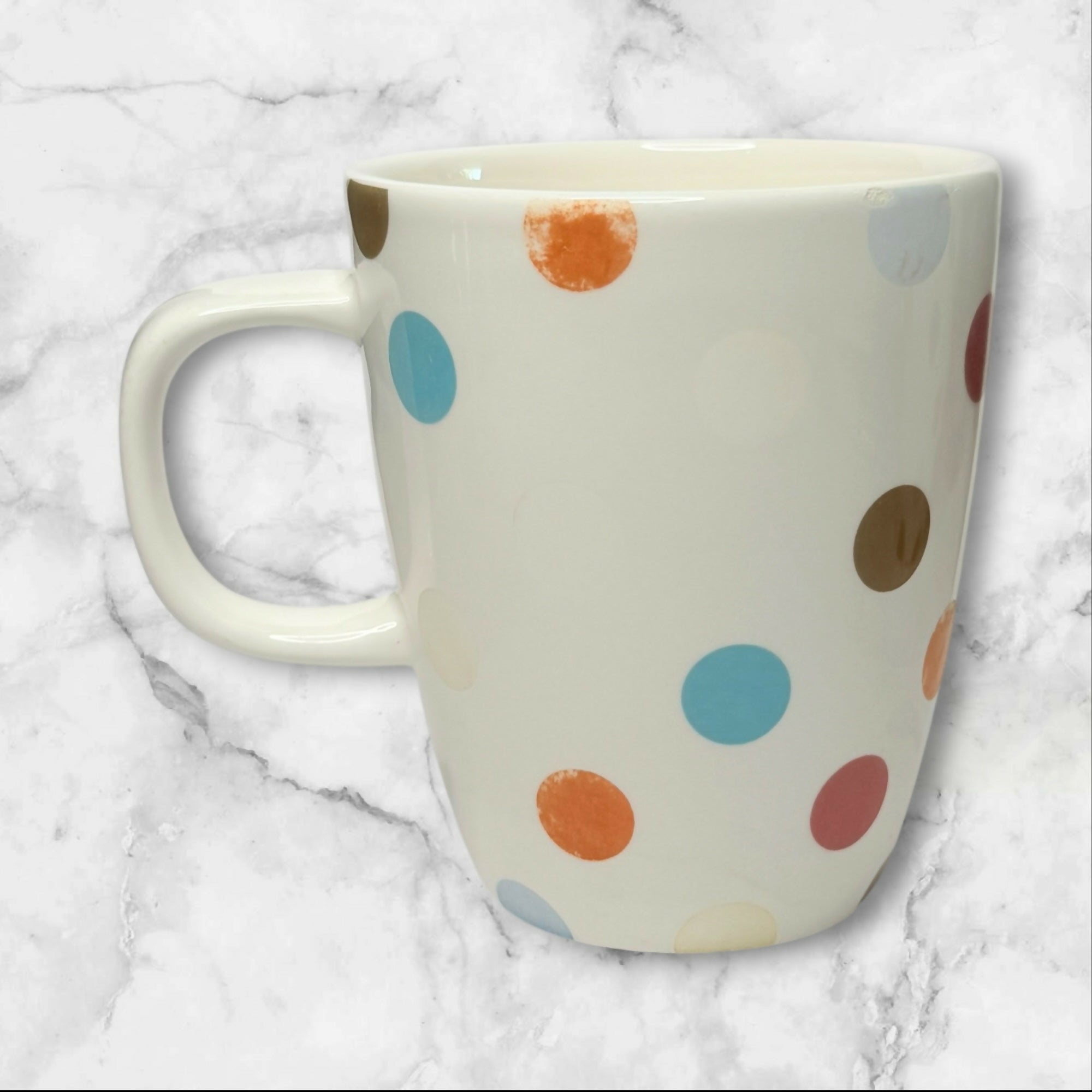 Pier 1 Confetti Polka Dot Mugs Set of 2 | Colorful Ironstone Coffee Cups