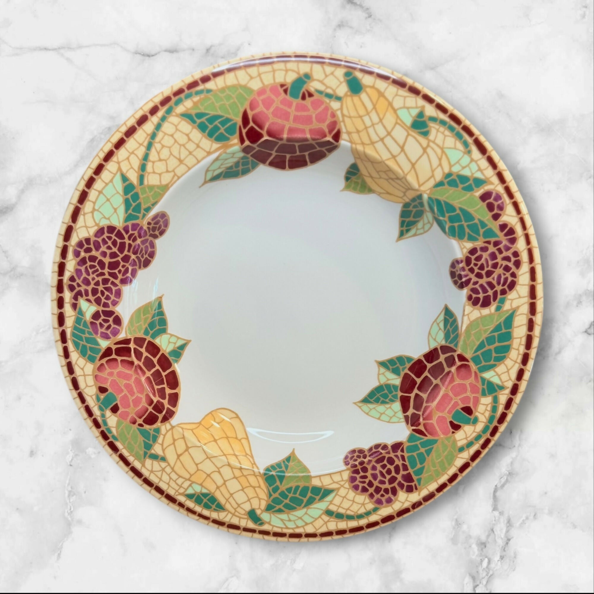 Pier 1 Mosaic Fruit Rim Soup Bowls | Set of 4 | Good Condition
