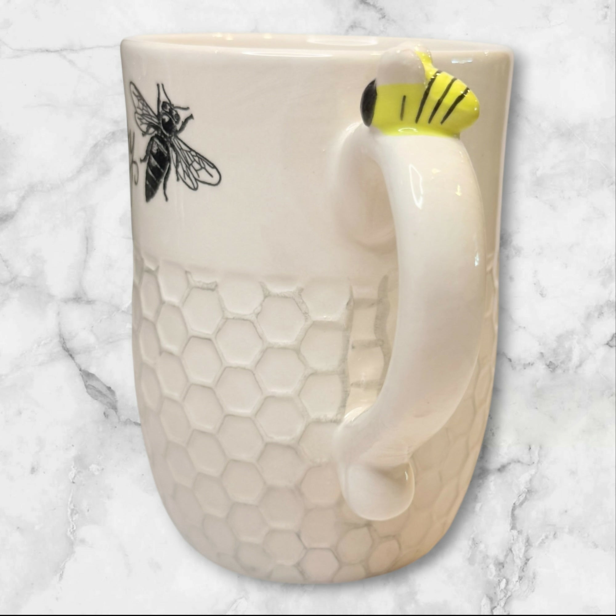 Busy Bee Honeycomb Coffee Mug | Embossed Ceramic Mug | Excellent Condition