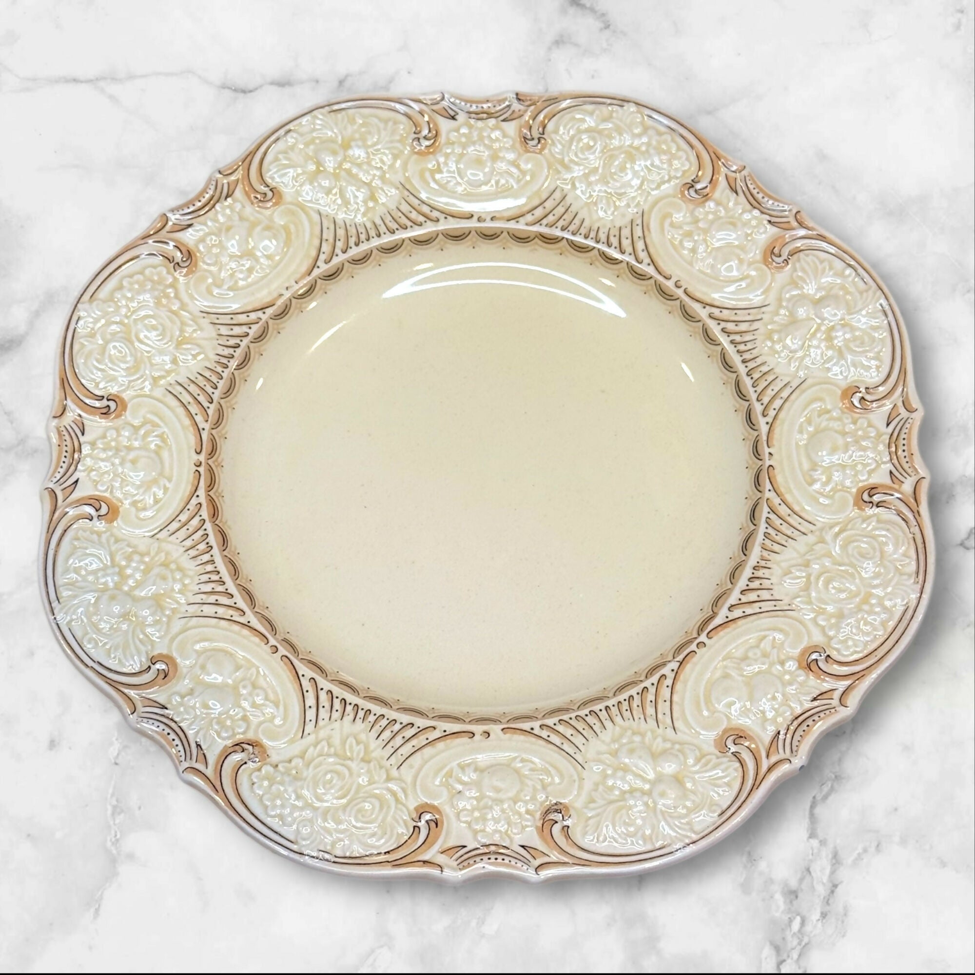 Crown Ducal Berkeley Embossed Cream Salad Plates | Set of 5 | Excellent Condition