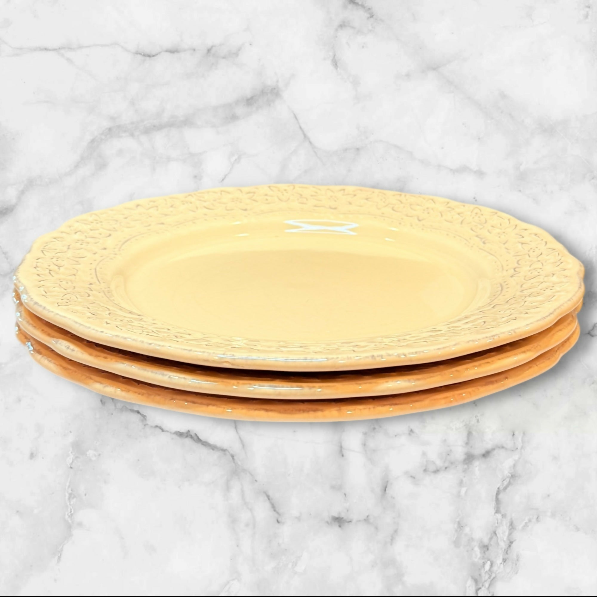 Pier 1 Lacey Cream Dinner Plates | Set of 3 | Good Condition