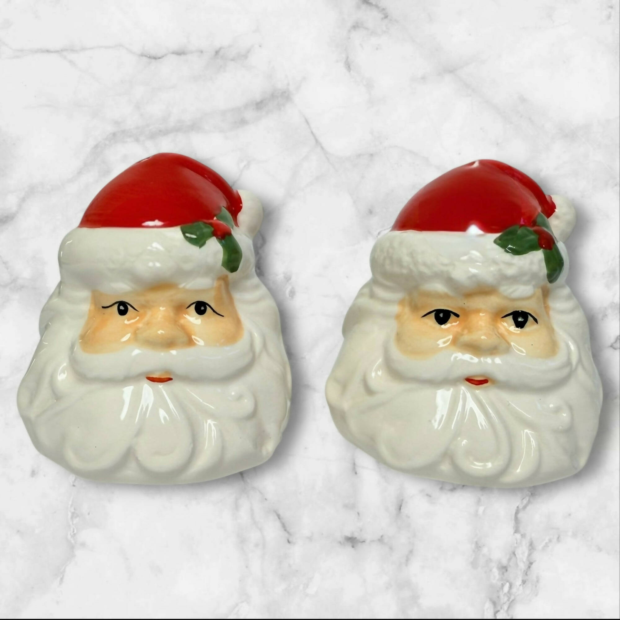 Santa Ceramic Creamer Sugar Bowl Salt & Pepper Shaker Set | Holiday | Great Condition