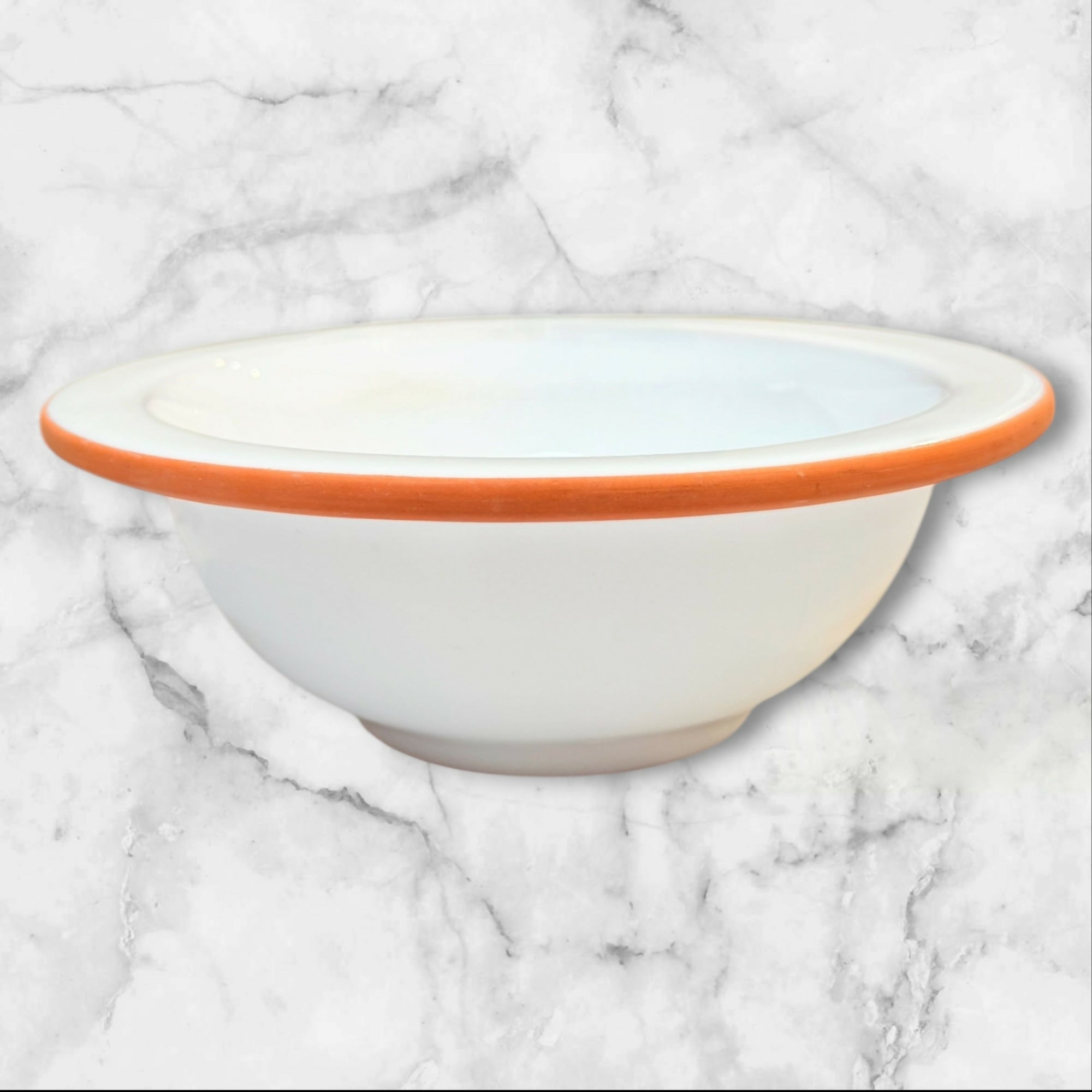 Cost Plus World Market Portugal White Orange Rim Soup Bowls Set of 4