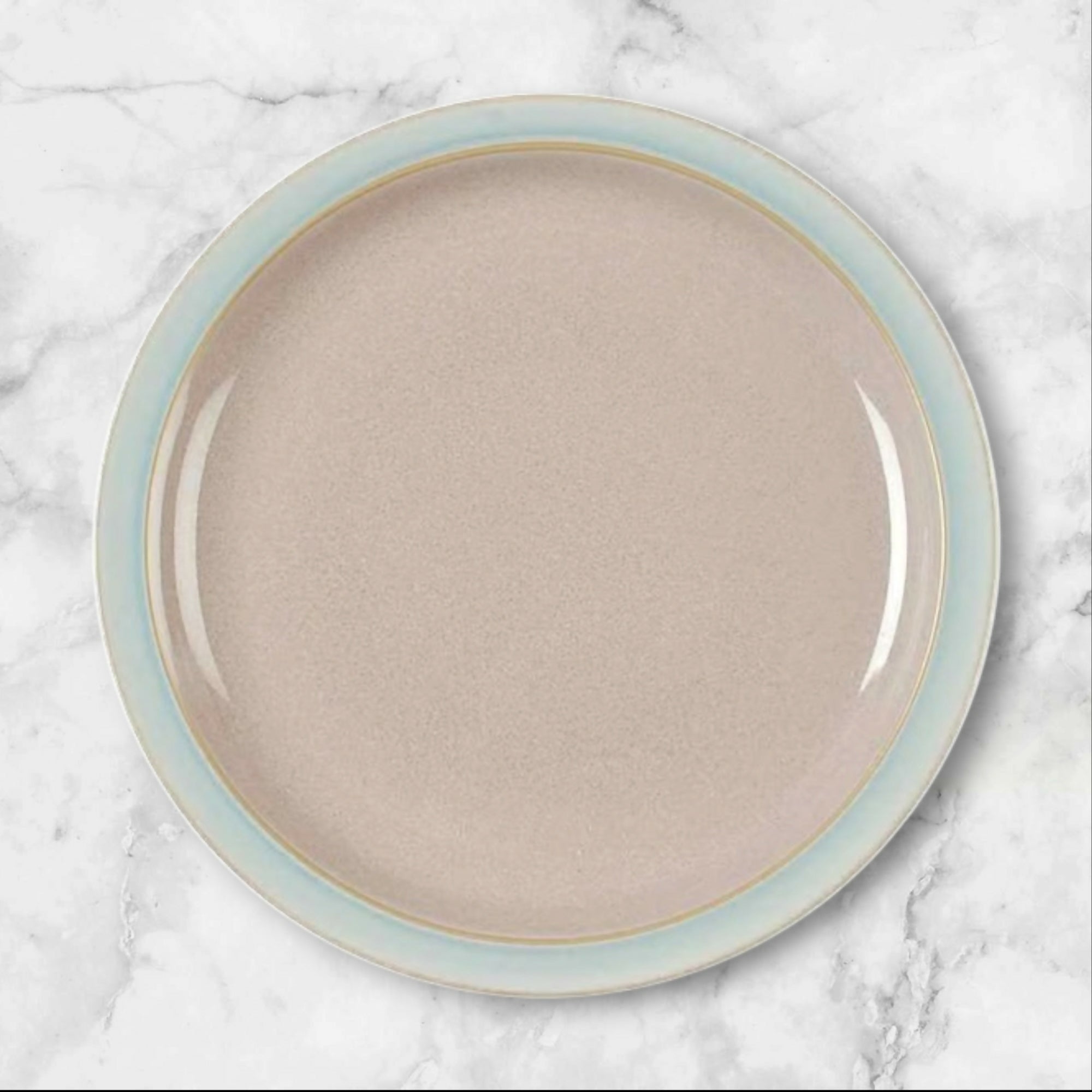 Denby-Langley Duets Taupe Blue Salad Plates Set of 4 Great Condition