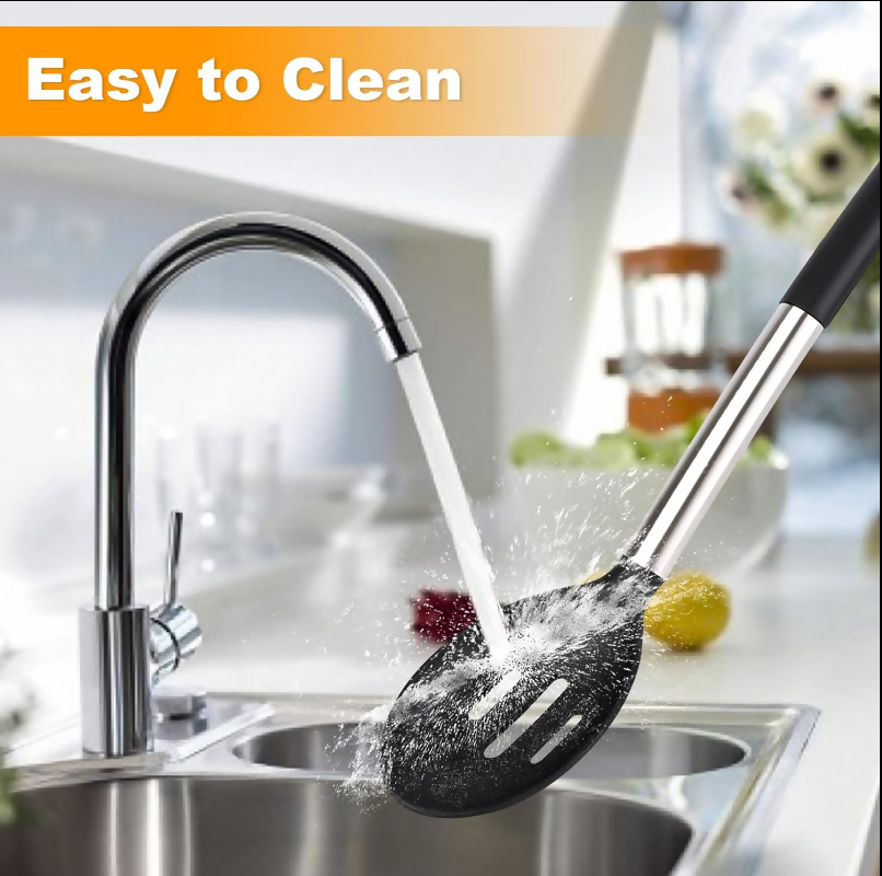 Anygleam Kitchen Utensils Non-stick Black/ Silver 9 Set Cooking Tool Accessories Heat Resistant Kitchenware