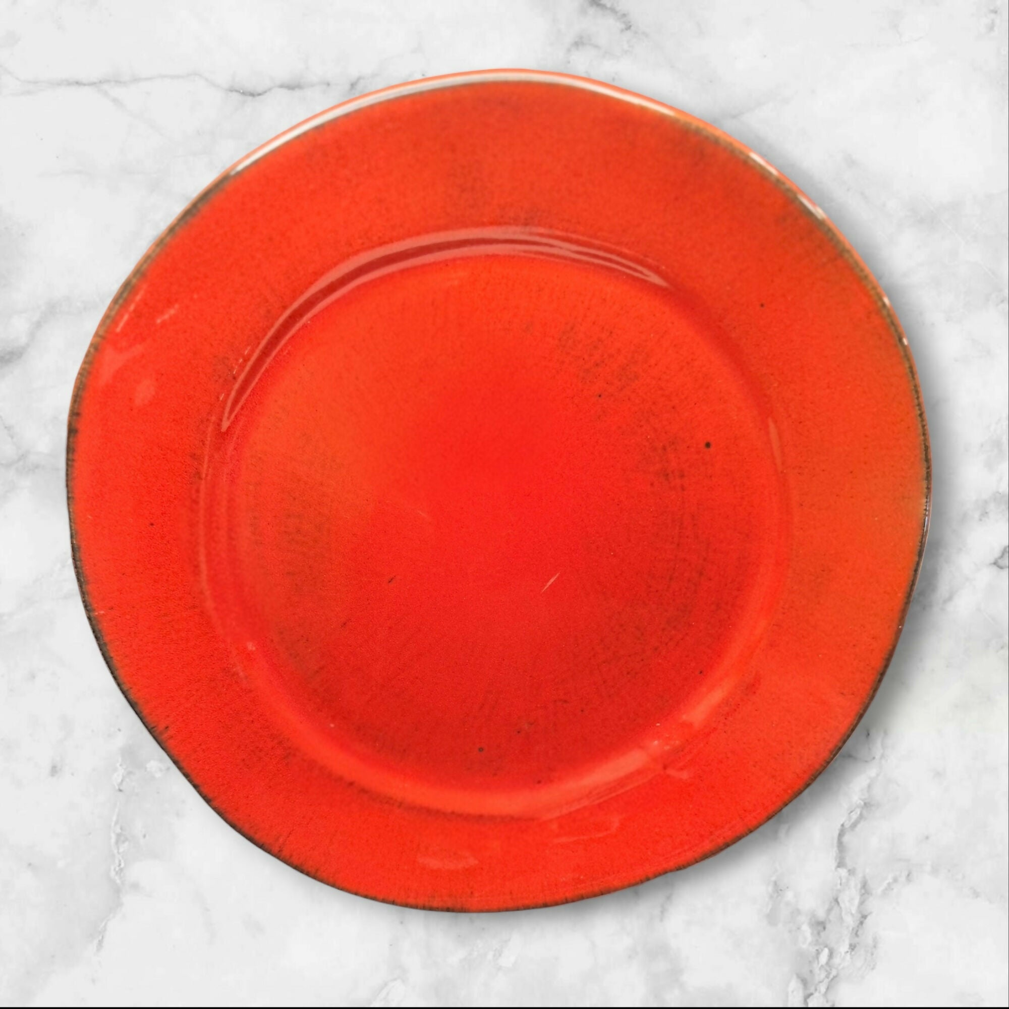 Crate & Barrel Rustic Red Freeform Dinner Plates | Set of 4 | Made in Italy