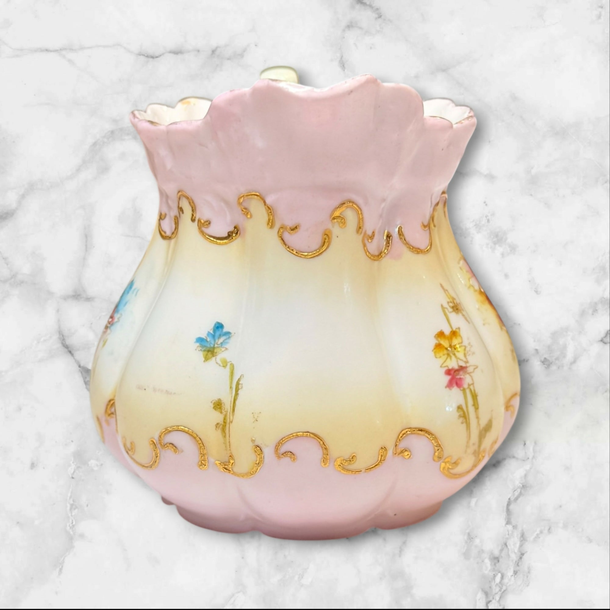 Vintage Hand Painted Floral Creamer Pitcher | Gold Trim | Great Condition