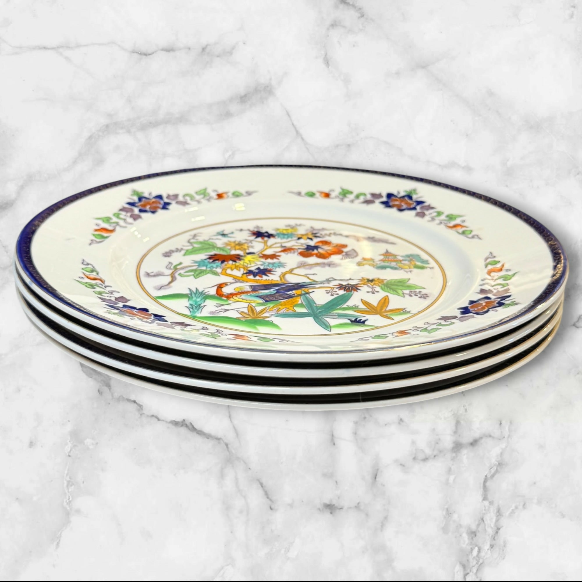 Nikko Double Phoenix Oriental Dinner Plates | Set of 4 | Great Condition