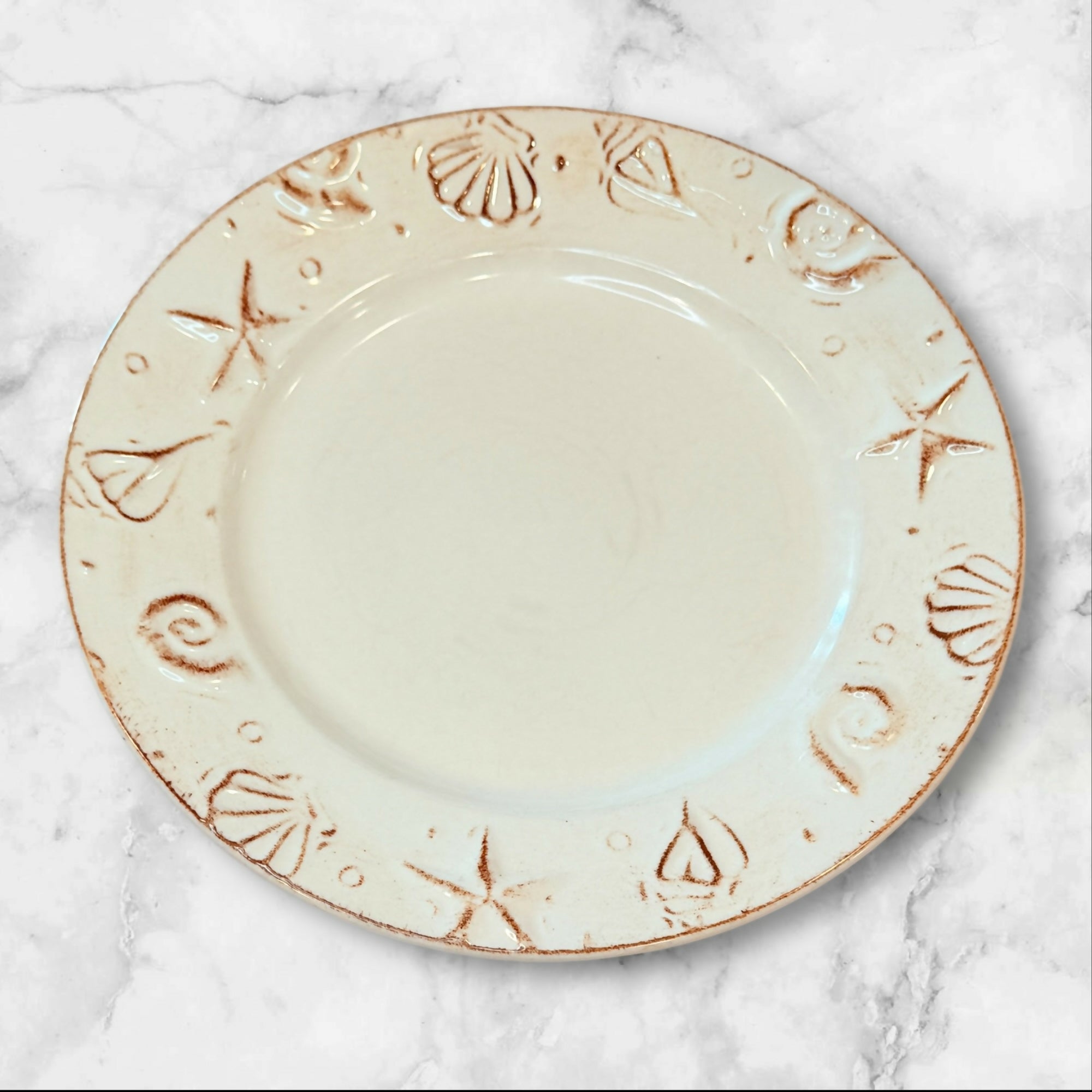 Thomson Hampton Dinner Plates Set of 6 | Coastal Embossed | Fair Condition