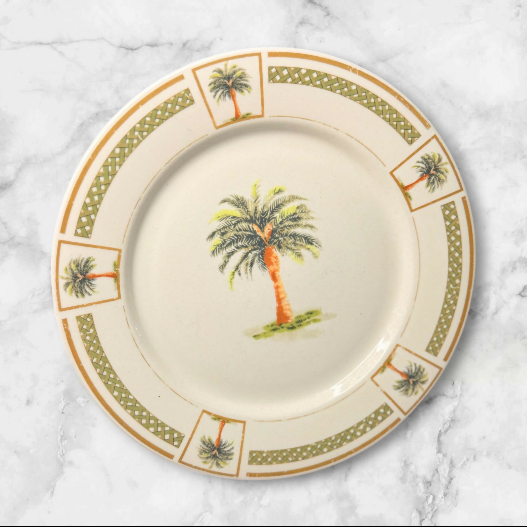 Gibson Palm Bay Dinner Plates Set of 5 Tropical Palm Tree Gently Used