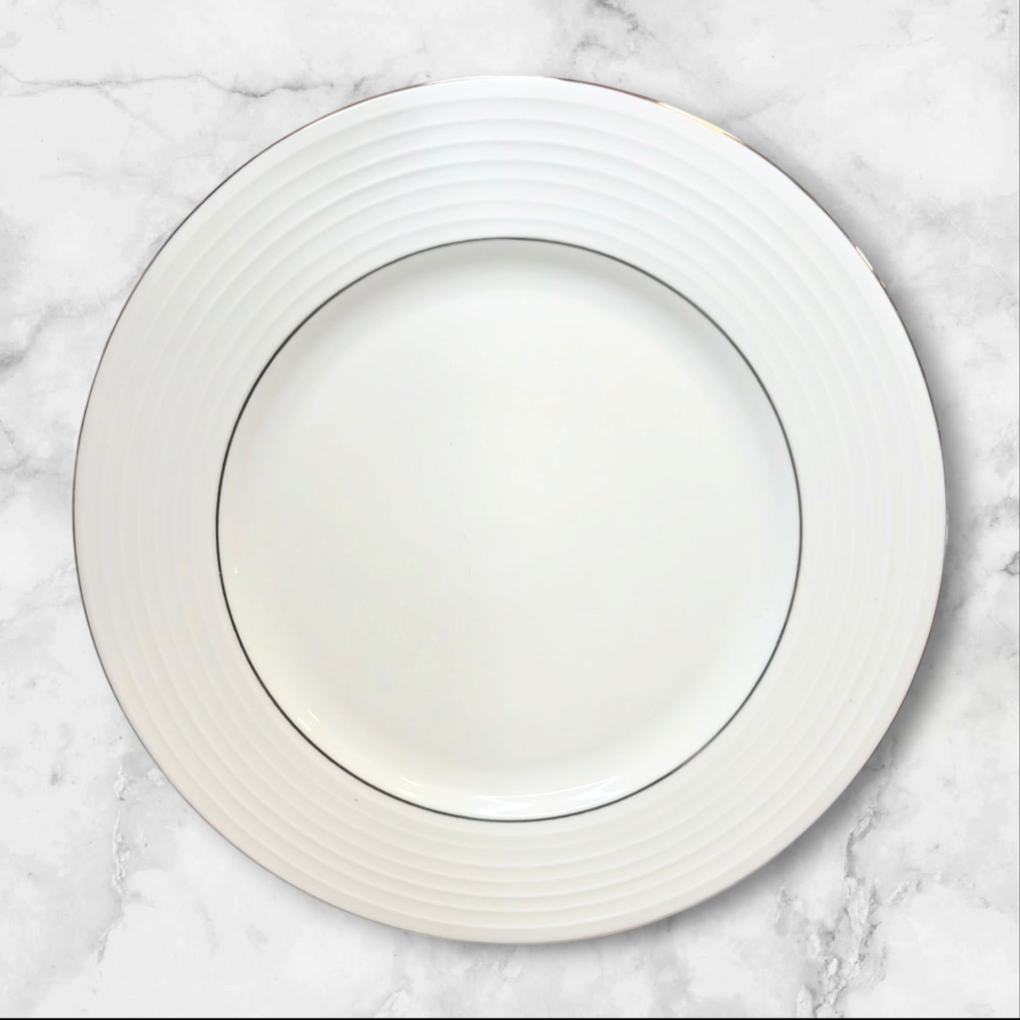 Pier 1 Silver Rings White Salad Plates | Set of 4 | Excellent Condition