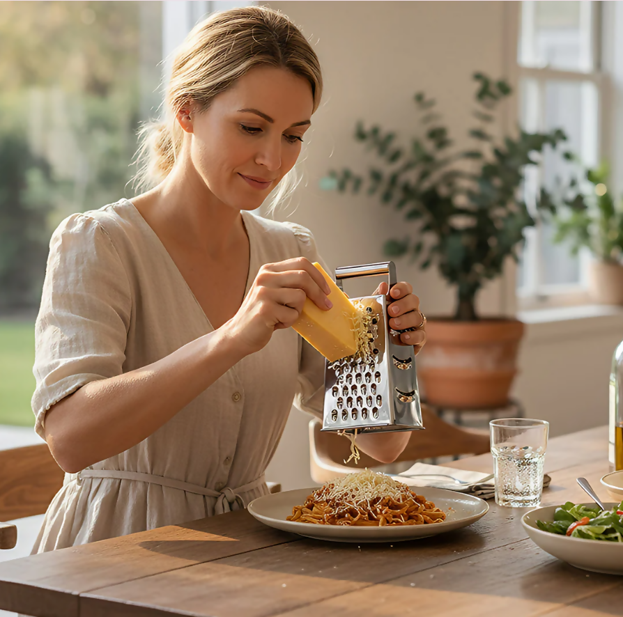 Anygleam Silver Stainless Steel Food Slicer – Multi-Function Kitchen Tool for Fruits, Vegetables & More
